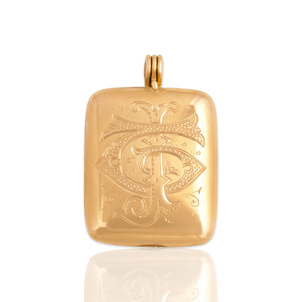 Antique 14k Rosy Yellow Gold Incredible Engraved Photograph Locket Pendant