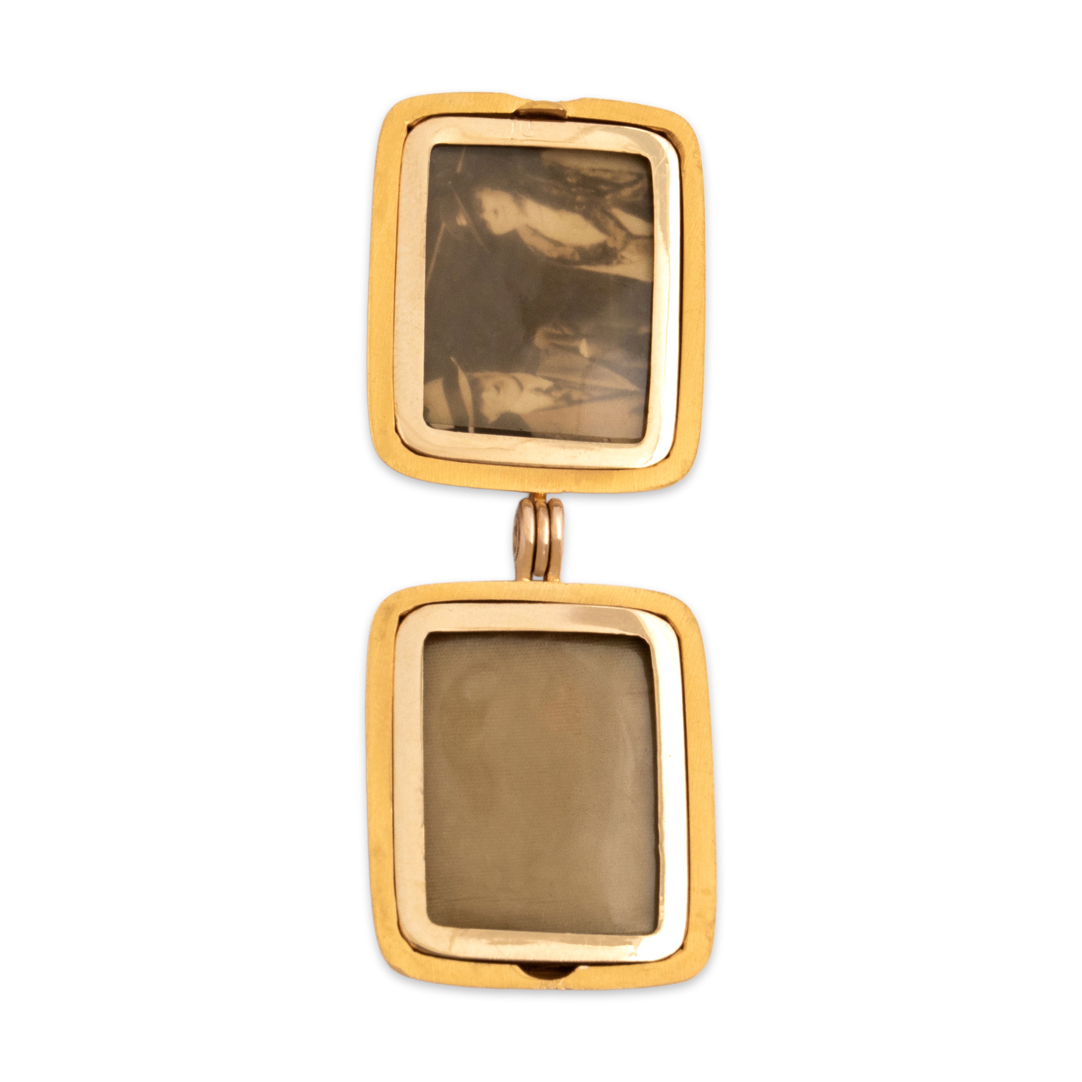 Antique 14k Rosy Yellow Gold Incredible Rectangular Engraved Monogram Photo Locket Pendant - detail view #3