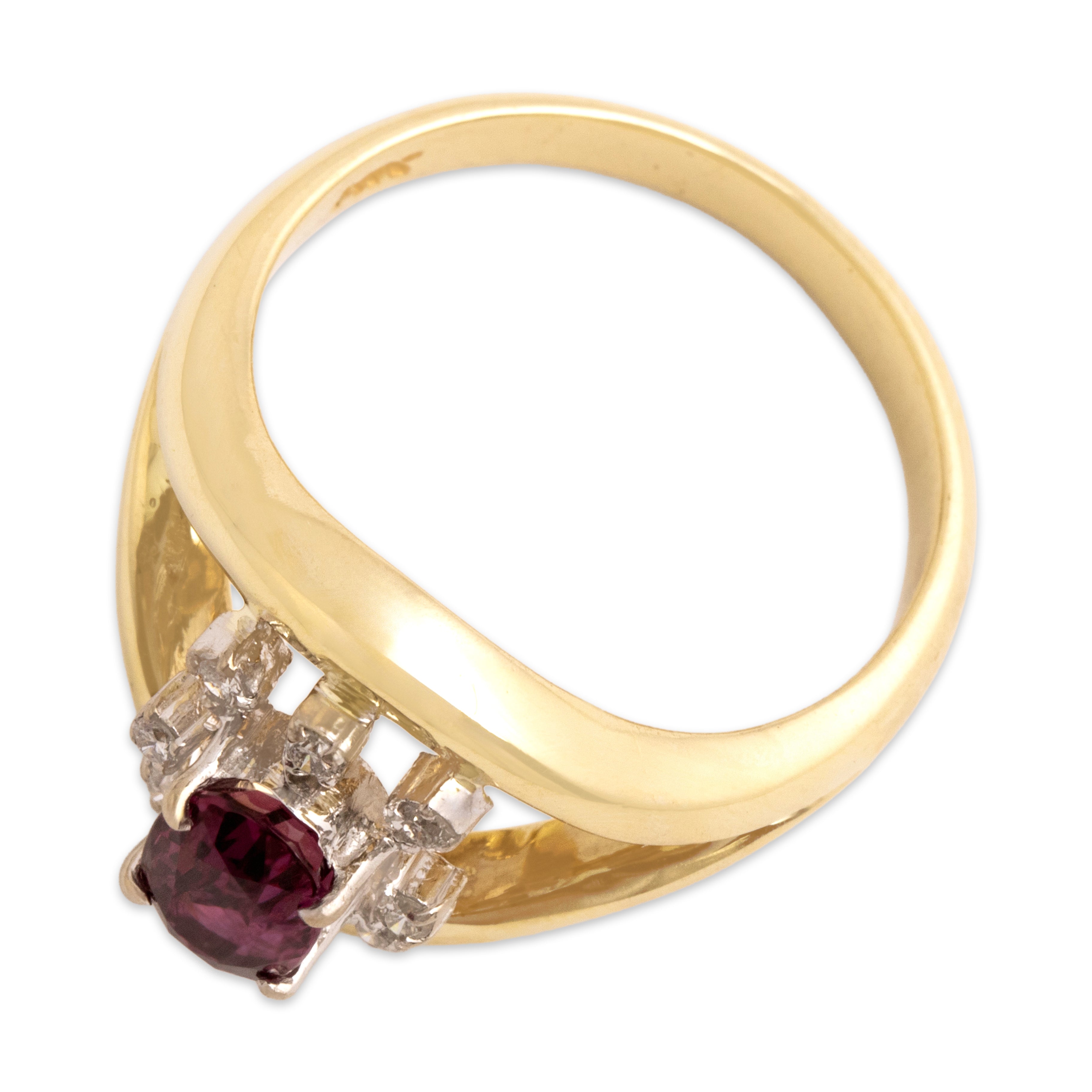 Vintage 14k Yellow Gold .8ct Ruby Diamond Fabulous Open Halo Ring  - Overall view