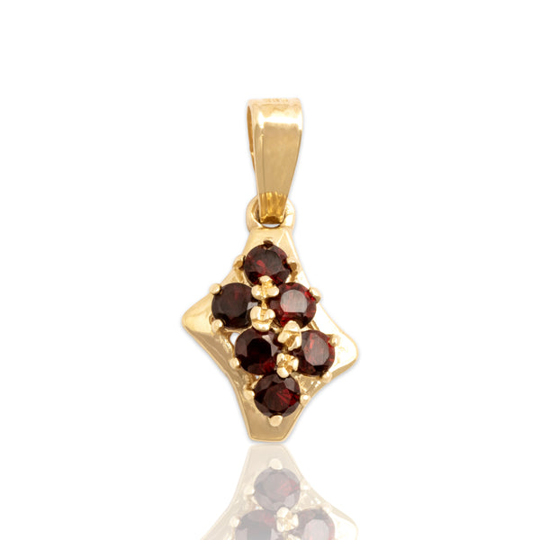 Vintage Small 14k Yellow Gold .74cttw Garnet Double Line Enhancer Pendant