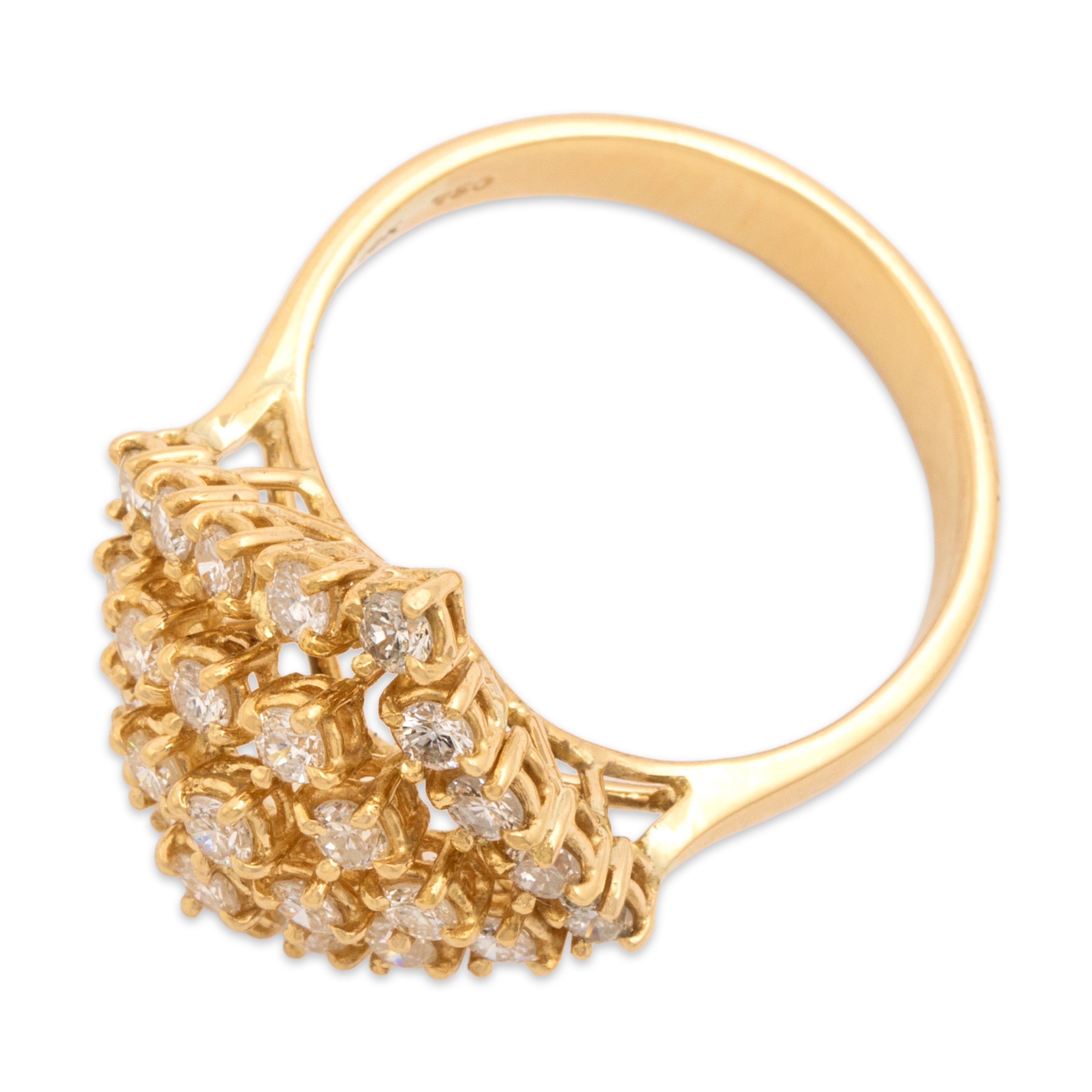 Vintage 18k Yellow Gold .77cttw Diamond Glittering Kite Cluster Ring - Overall view