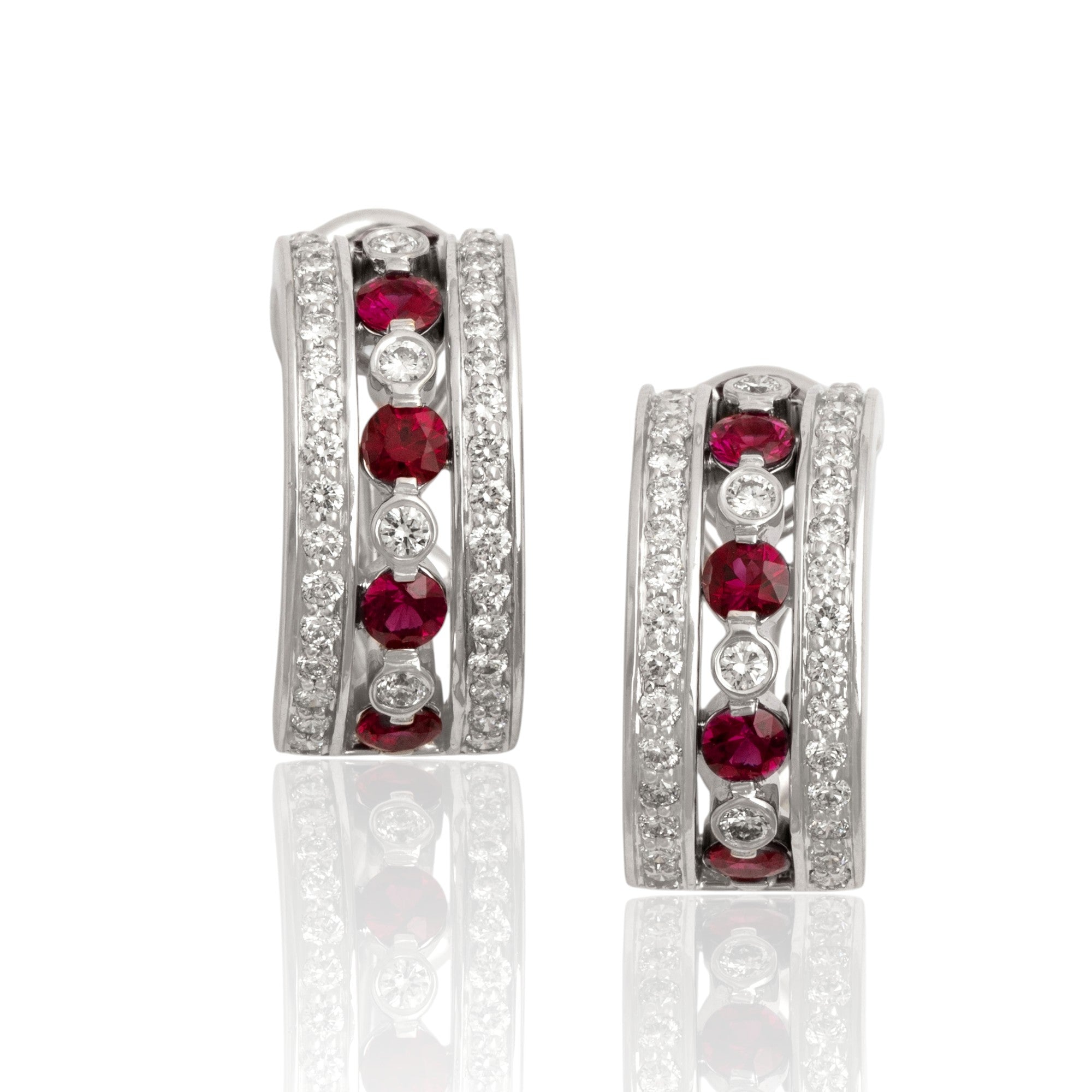 Vintage 18k White Gold 1.04cttw Ruby .74cttw Diamond Spectacular Sparkling Earrings