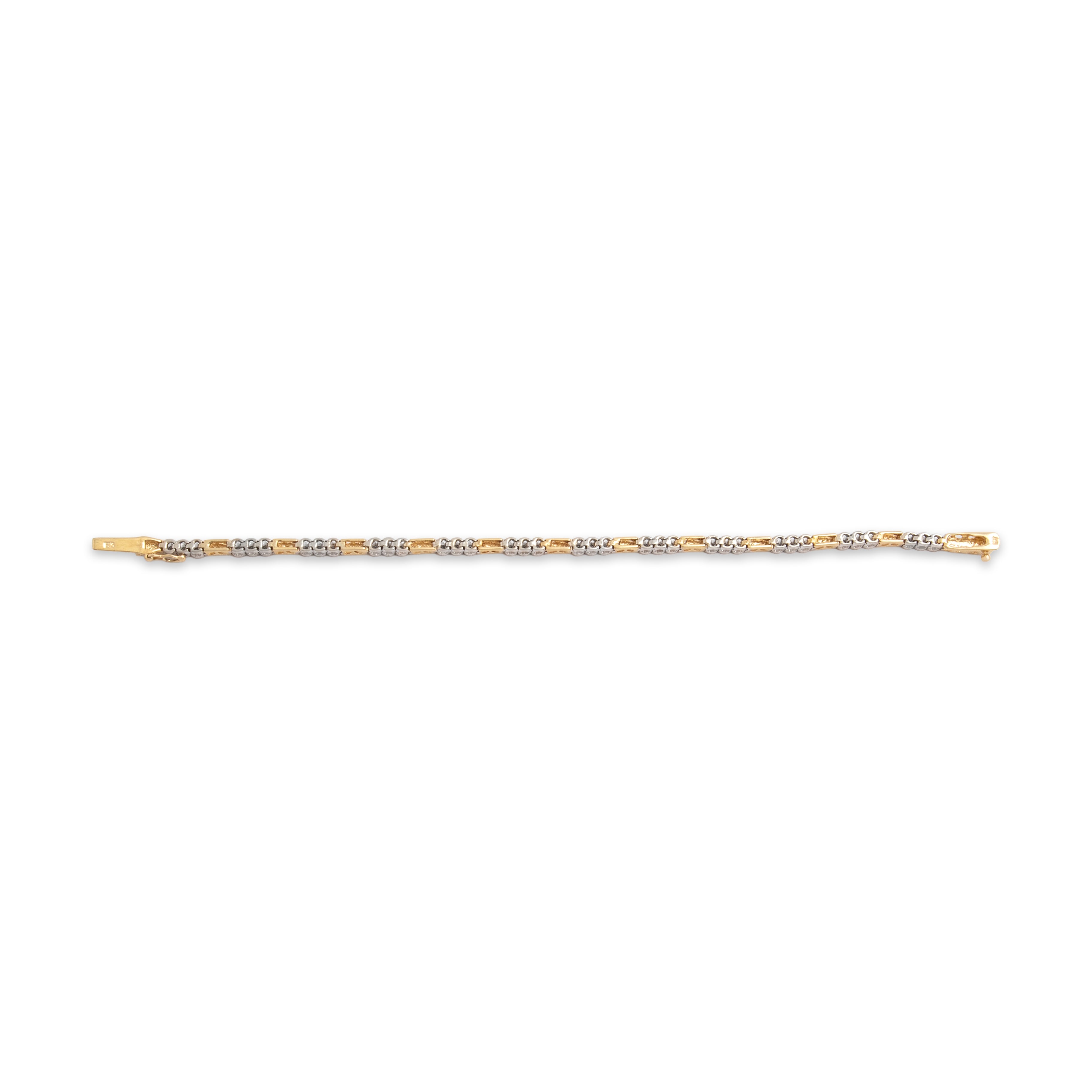 Vintage 14k Yellow & White Gold .57cttw Diamond Trio Heart-Detail Station Bracelet - Back view