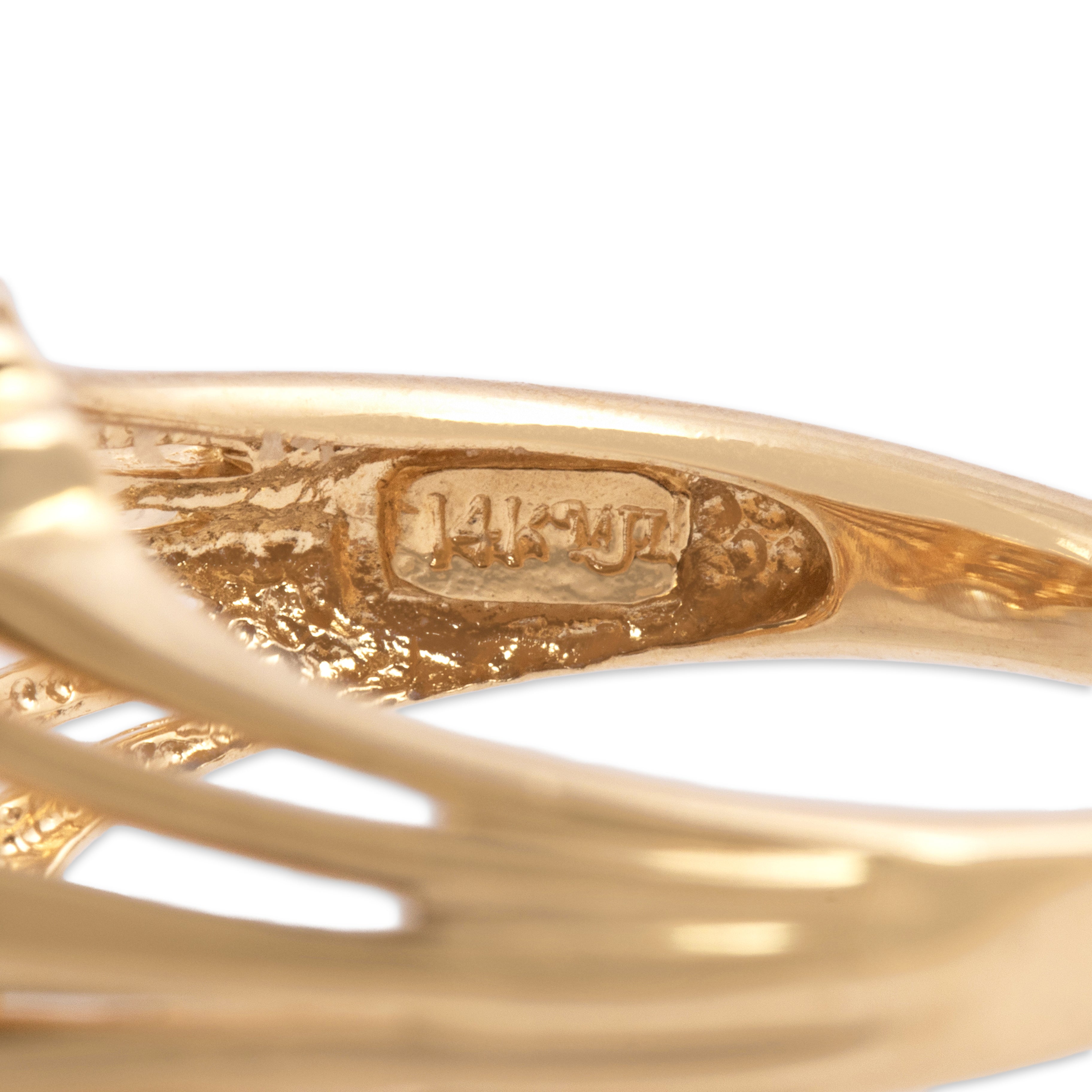 Vintage 14k Yellow Gold Pearl Elegant Luminous Line Ring - Hallmark view