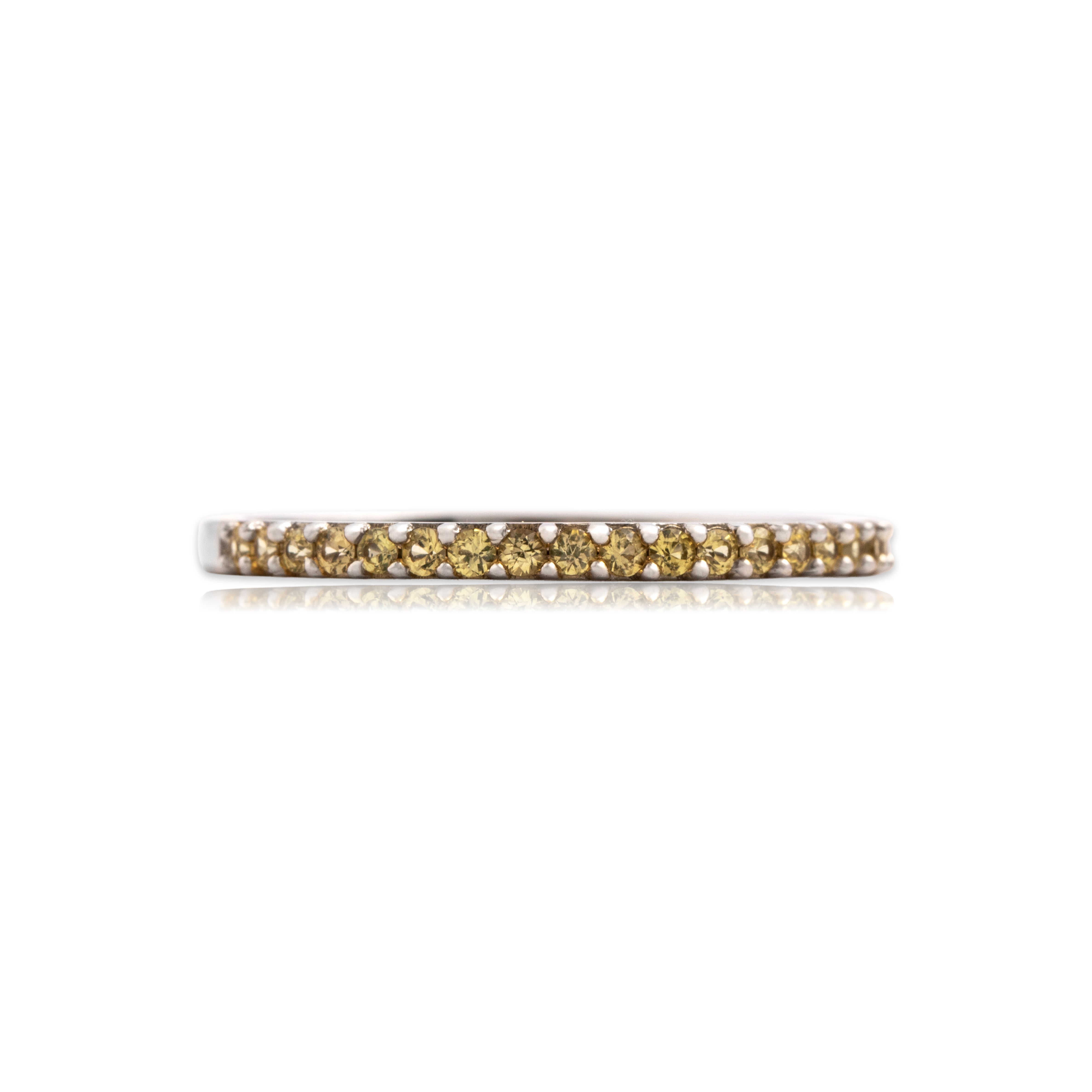 Vintage 14k White Gold Yellow Sapphire Glittering Sunny Line Ring 9.25