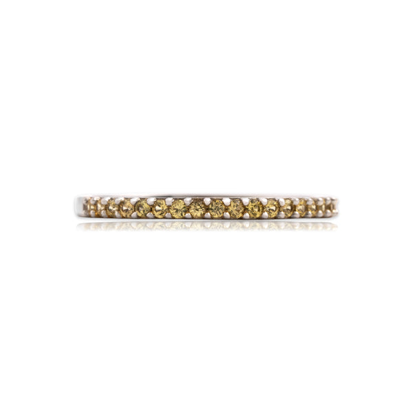 Vintage 14k White Gold Yellow Sapphire Glittering Sunny Line Ring 9.25