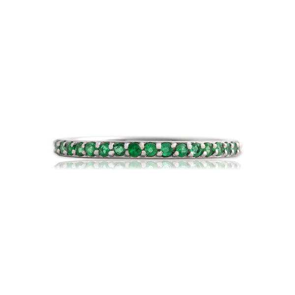 Vintage 14k White Gold Emerald Sleek Line Band Ring 9.25