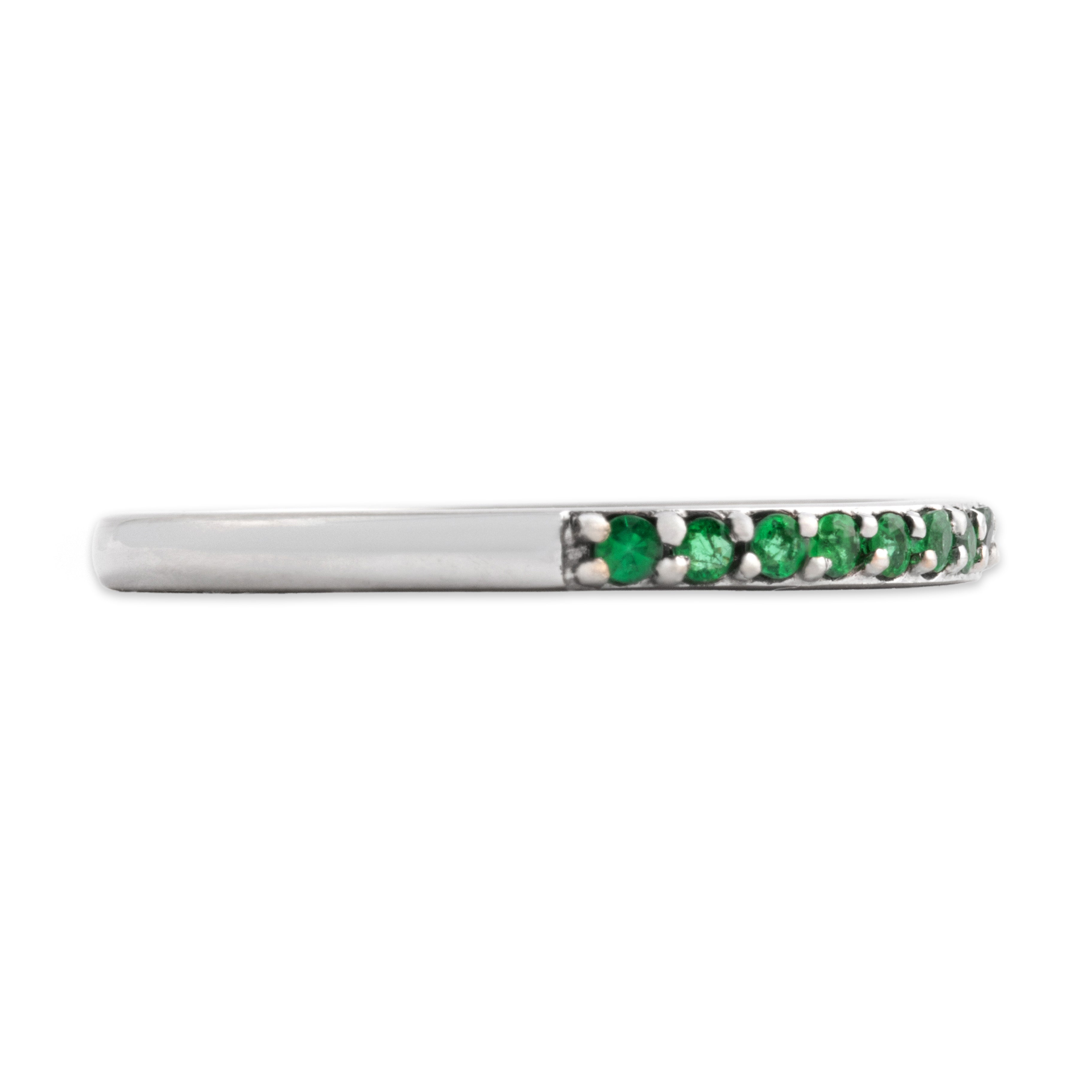 Vintage 14k White Gold Emerald Sleek Line Band Ring 9.25