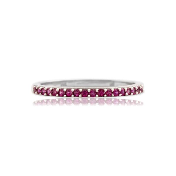 Vintage 14k White Gold Ruby Vibrant Line Band Ring 9.00