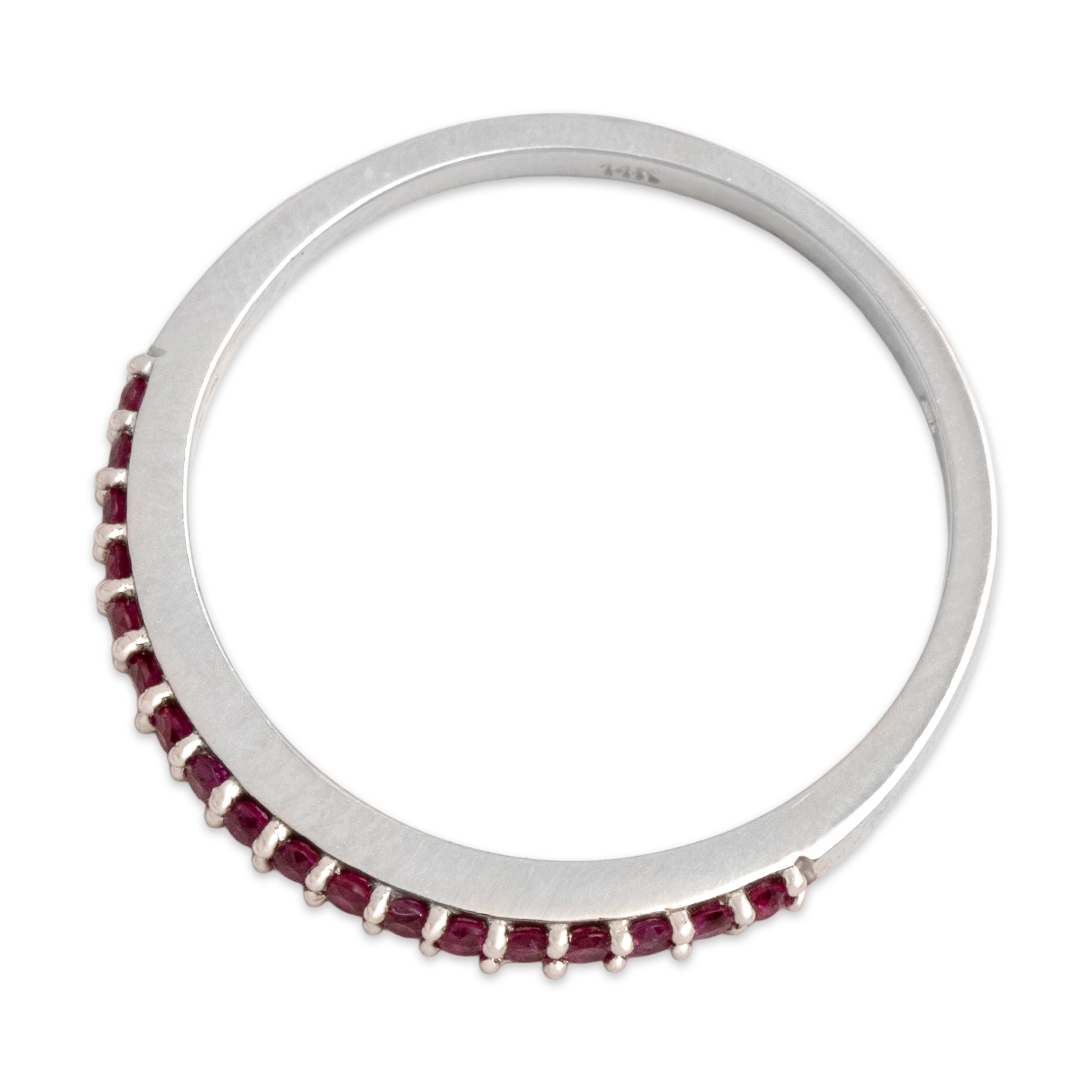 Vintage 14k White Gold Ruby Vibrant Line Band Ring - detail view #1
