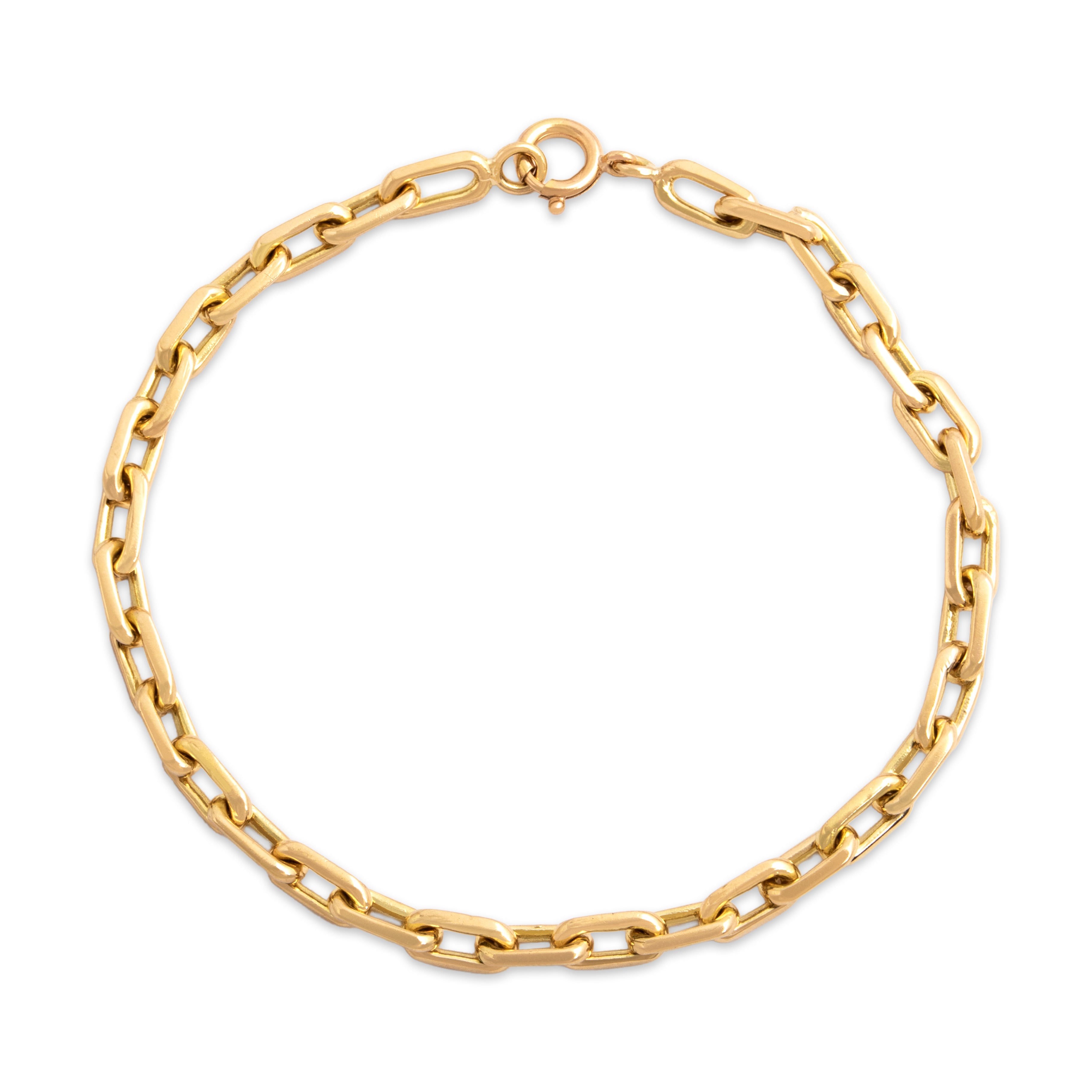 Vintage Heavy 18k Yellow Gold Elongated Cable Chain Bracelet - Close-up view