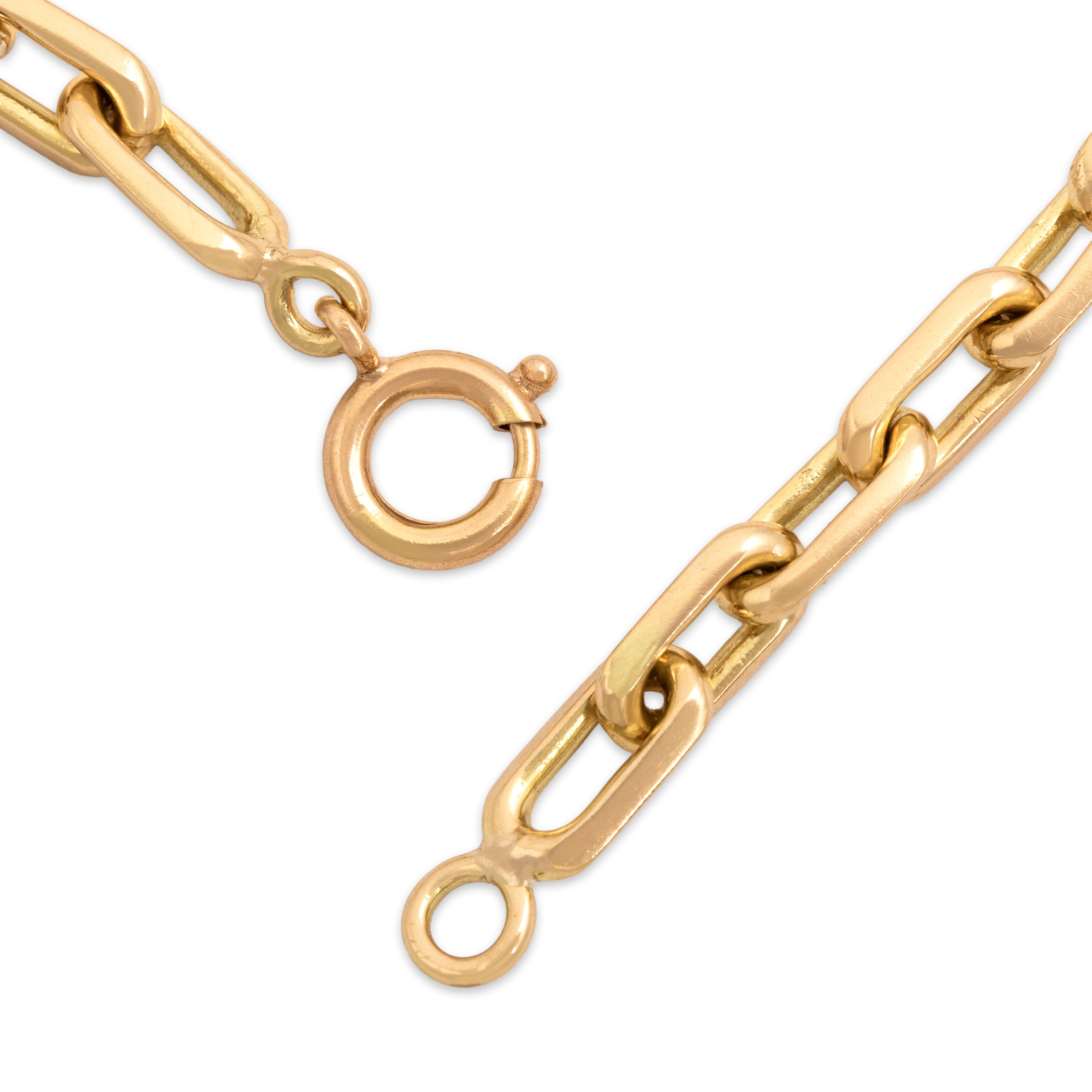 Vintage Heavy 18k Yellow Gold Elongated Cable Chain Bracelet - clasp view