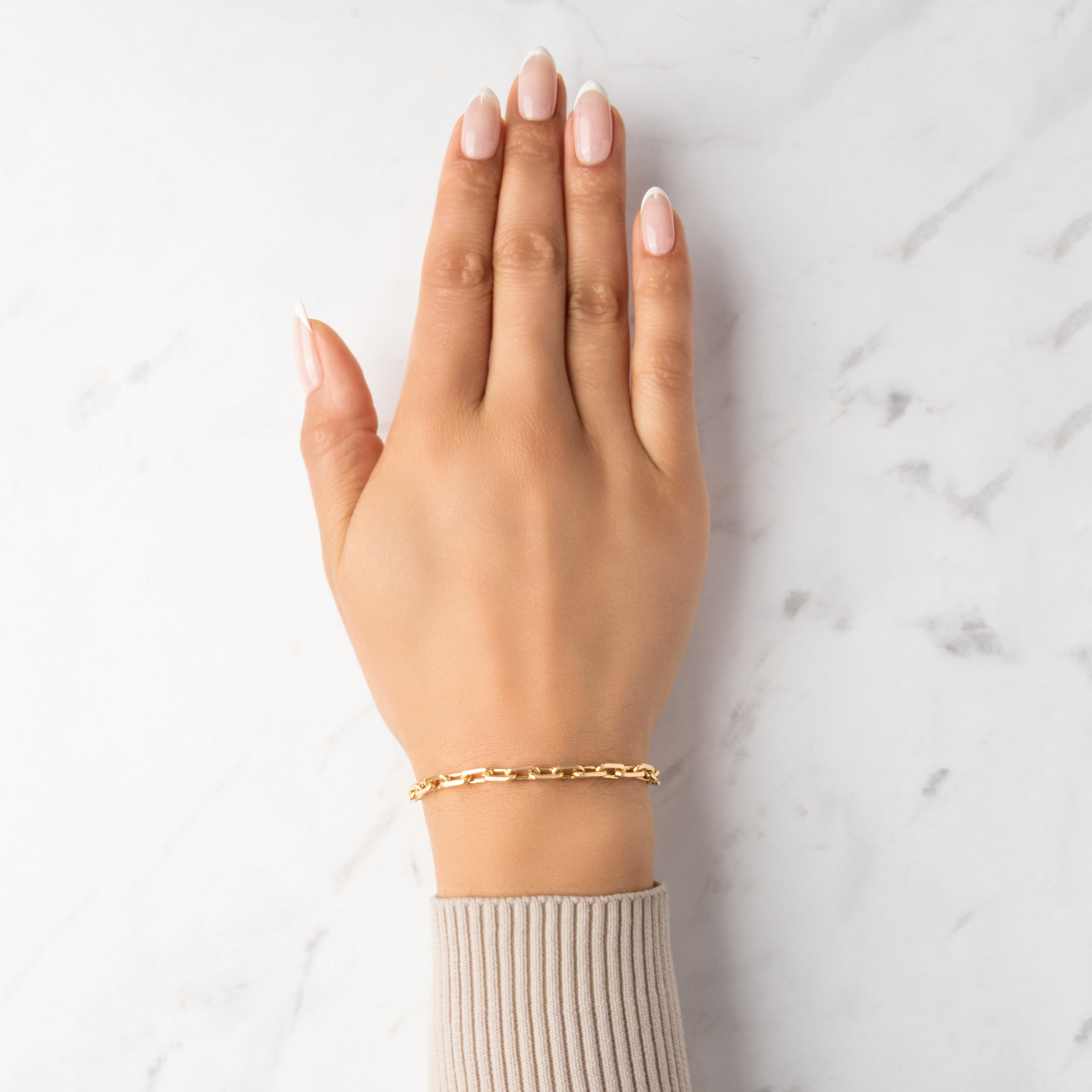 Vintage Heavy 18k Yellow Gold Elongated Cable Chain Bracelet 7.25