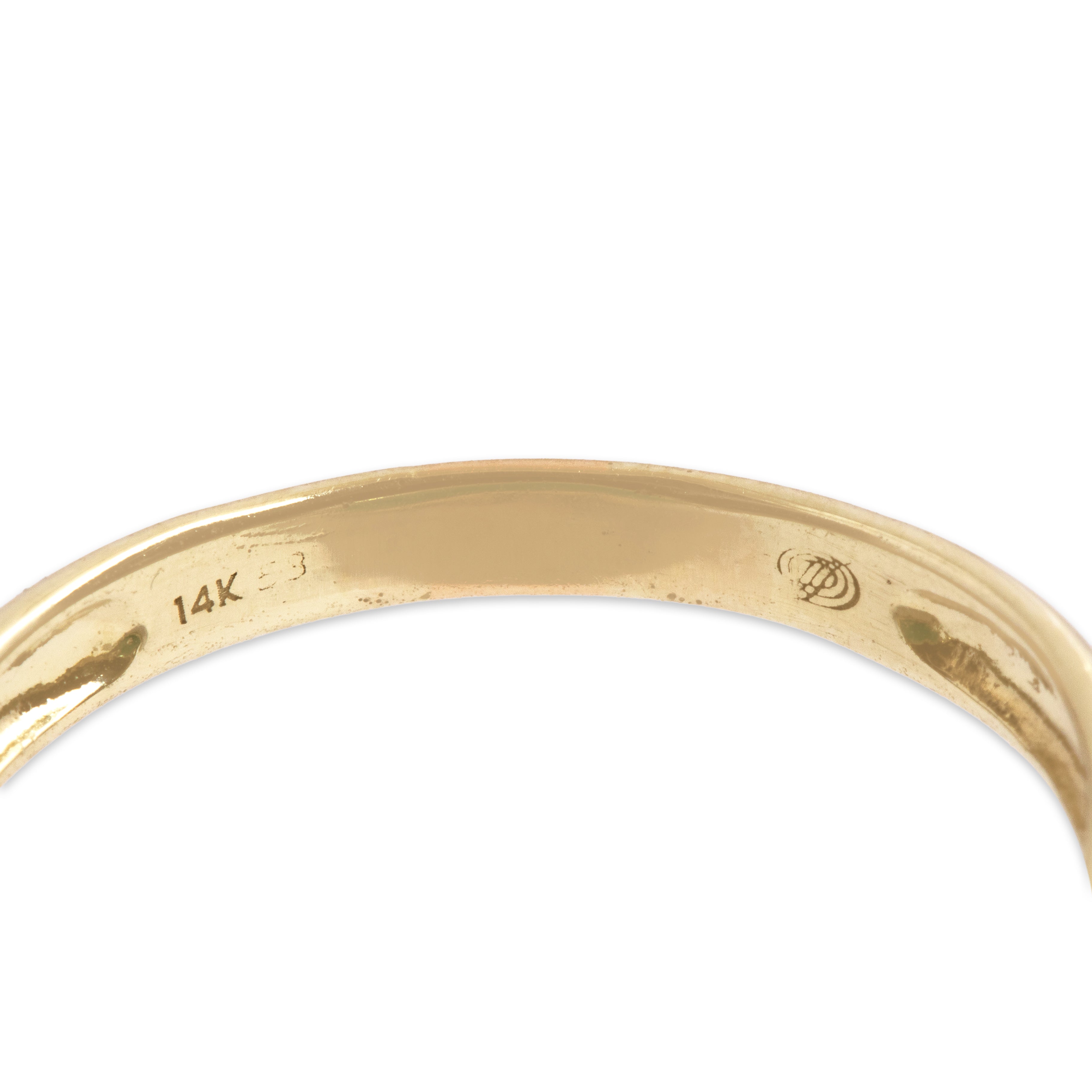Estate 14k Yellow Gold 16.32ct Green Chalcedony Oversized Glittering Checkerboard Swirling Basket Setting Cocktail Ring - Hallmark view