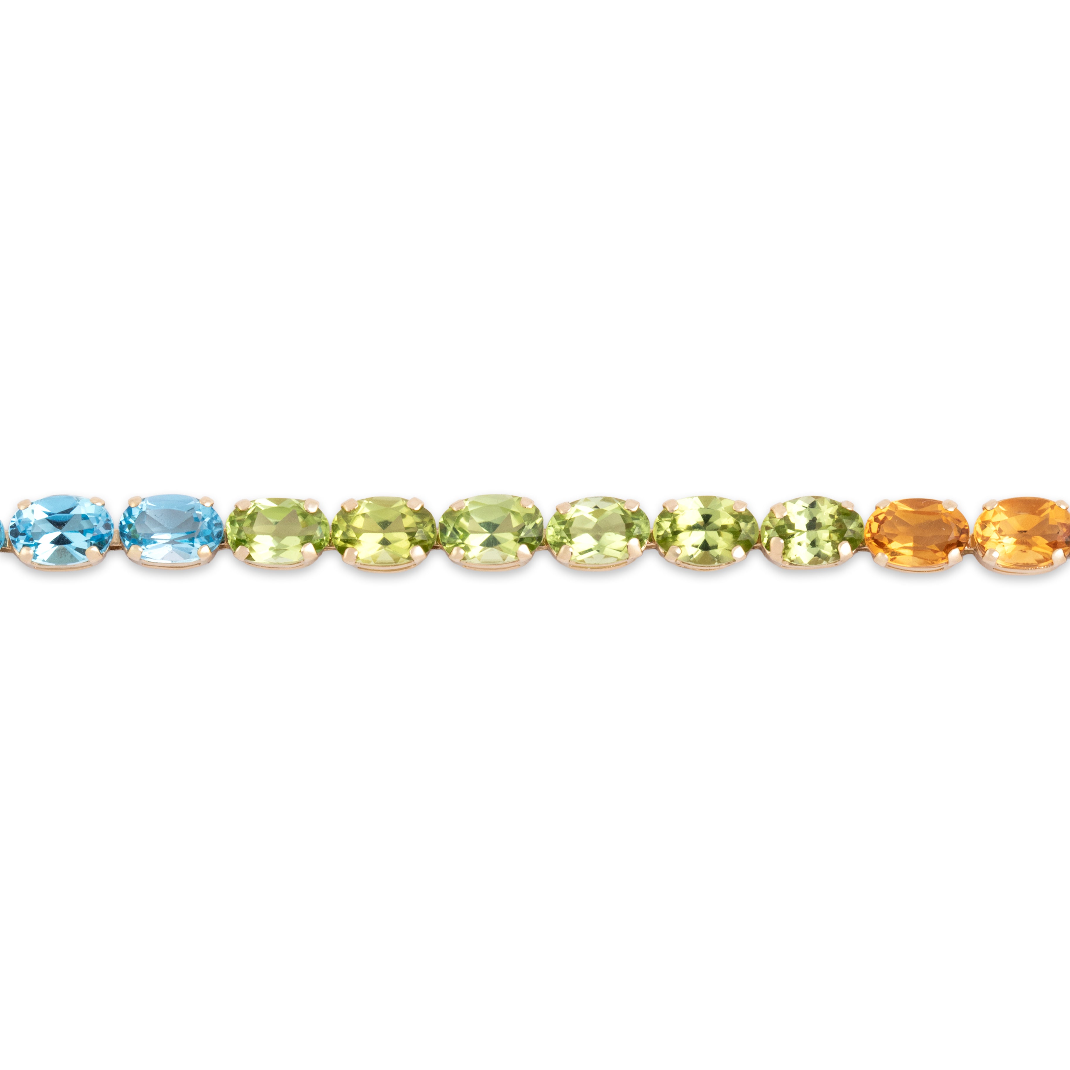 Vintage 14k Yellow Gold Multistone Bright Rainbow Oval Tennis Bracelet 7.25