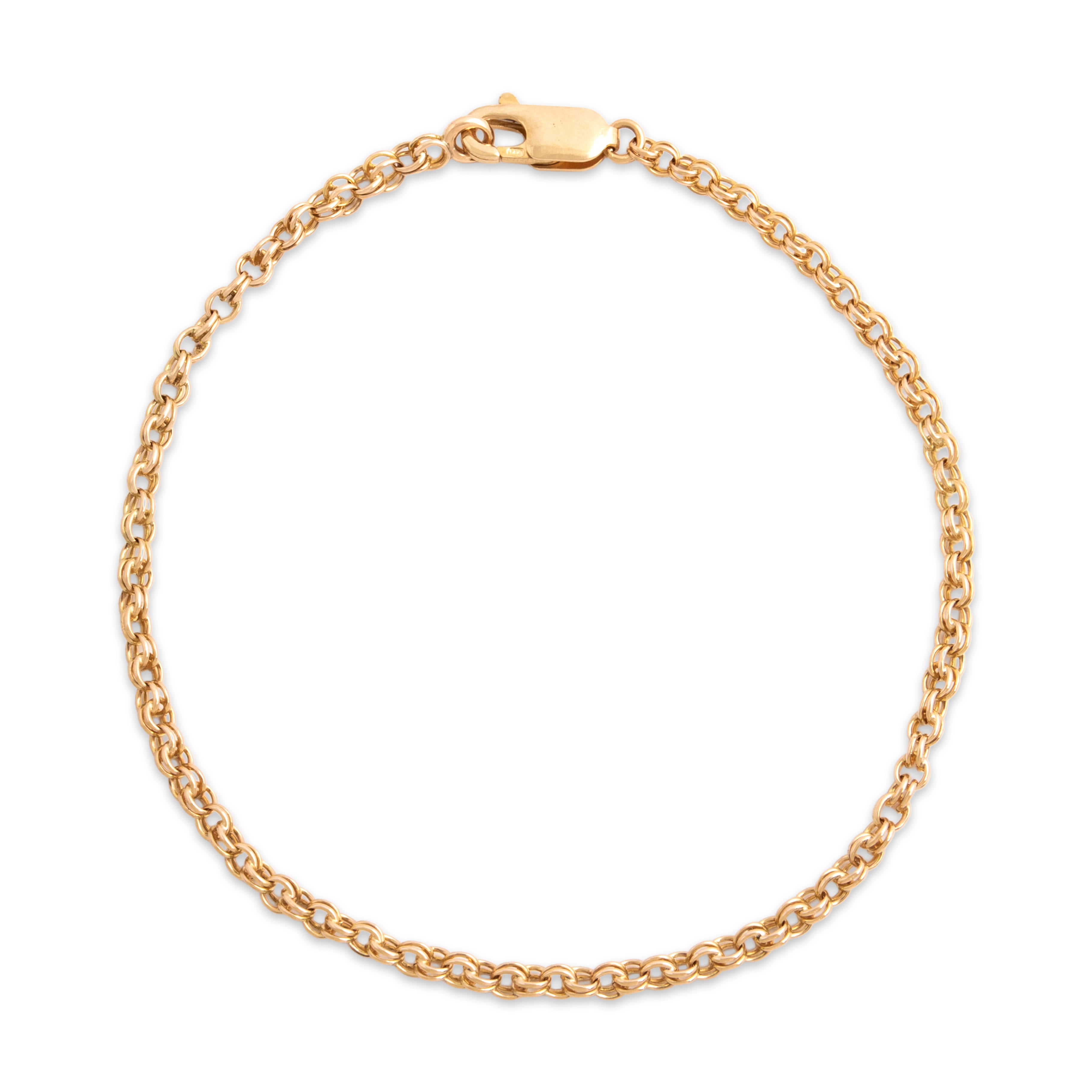 Vintage 14k Yellow Gold Lovely Double Round Link Bracelet - Close-up view