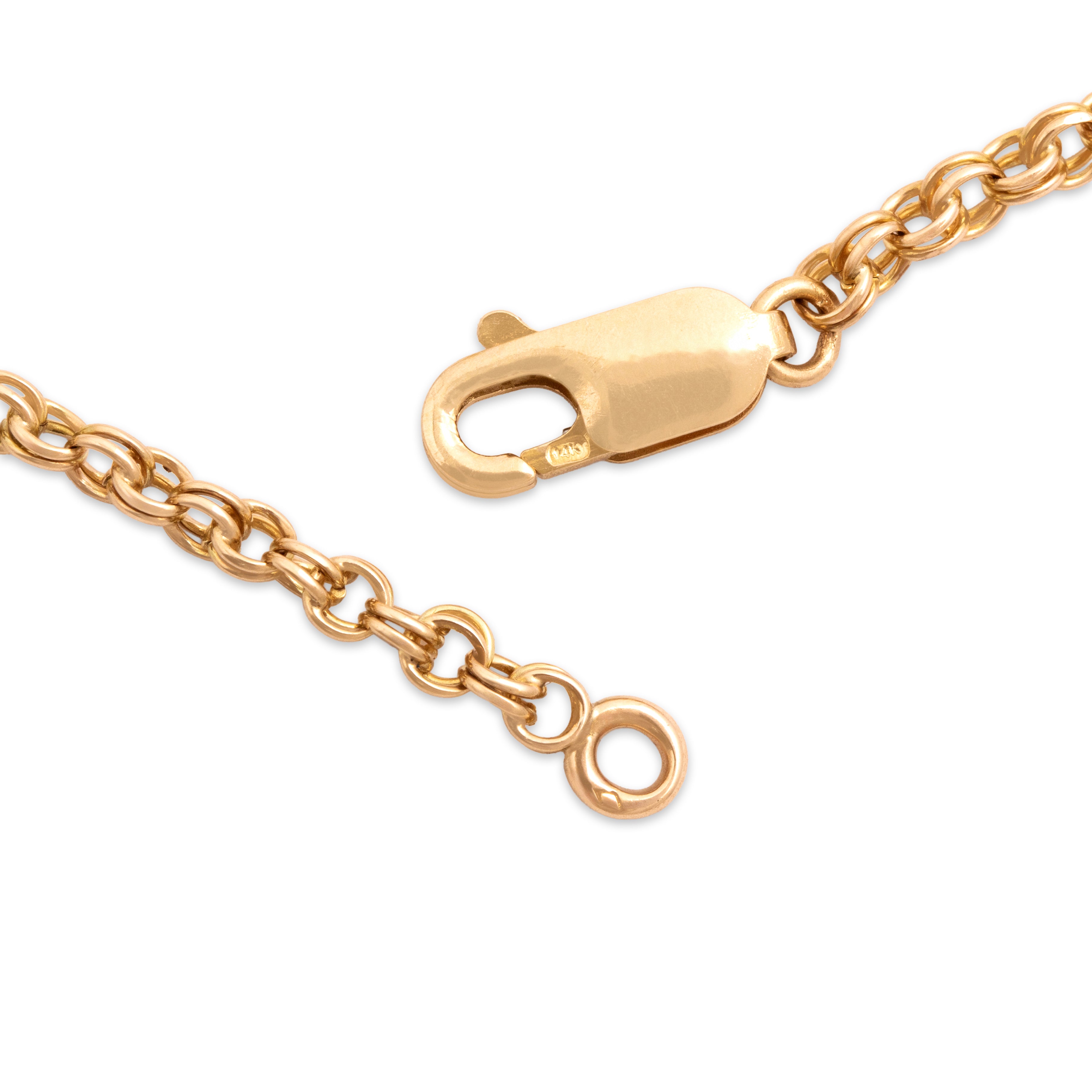 Vintage 14k Yellow Gold Lovely Double Round Link Bracelet - clasp view