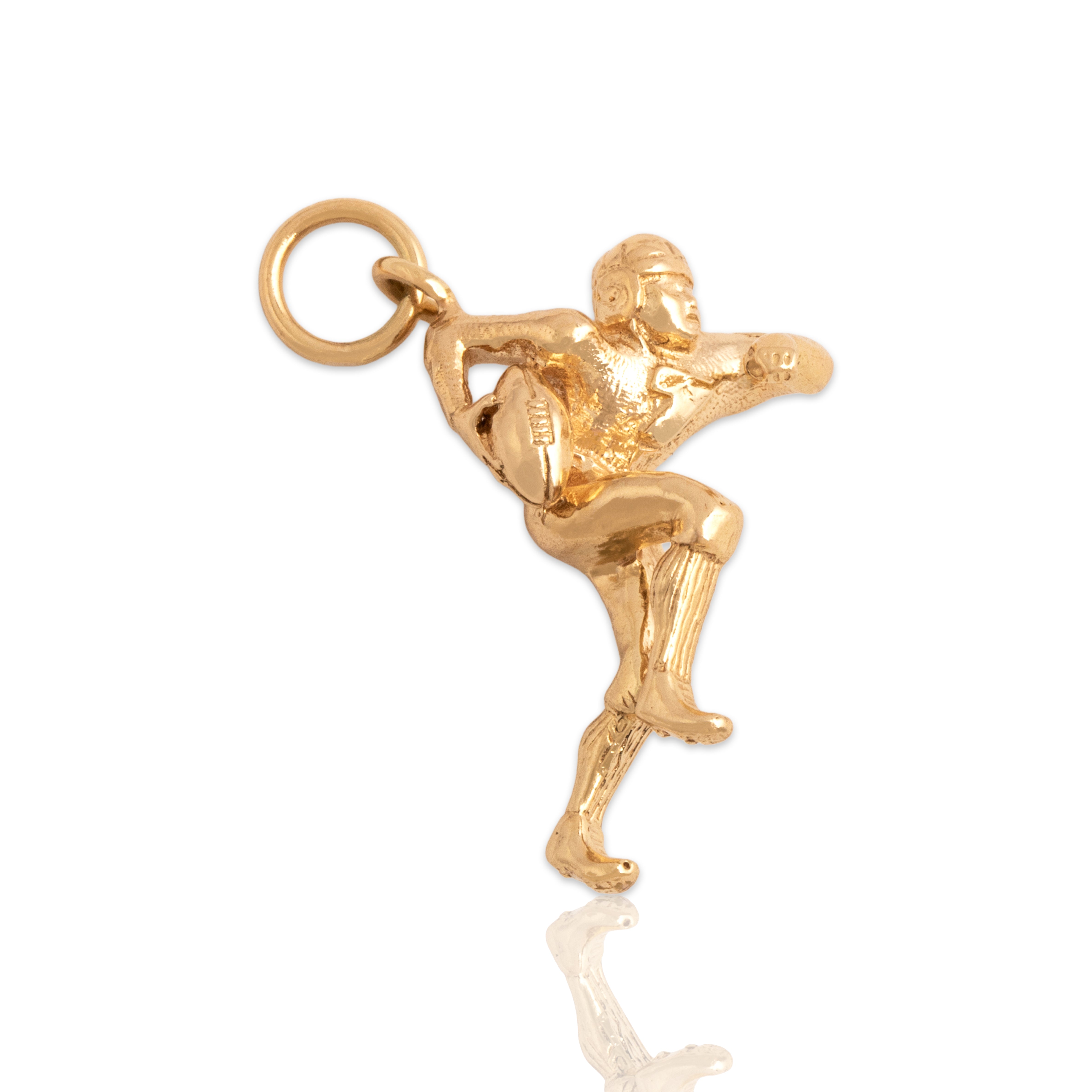 Vintage 14k Yellow Gold Sprinting Football Player Charm / Pendant - Close-up view