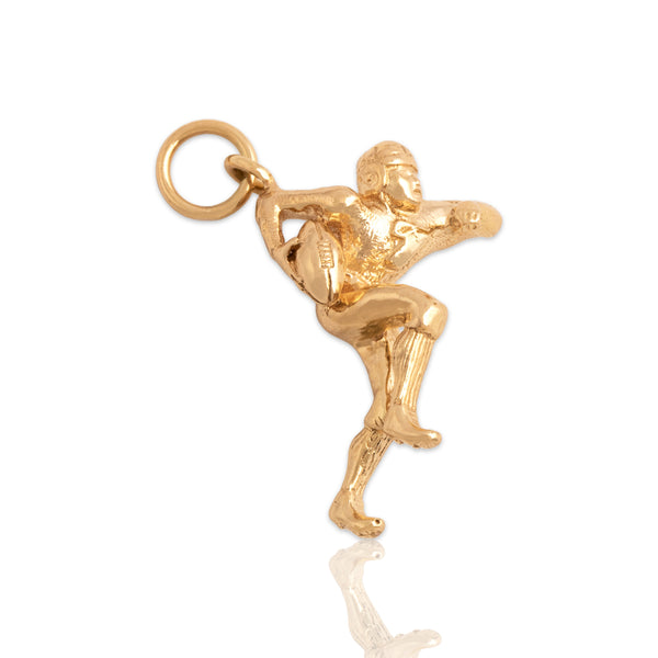 Vintage 14k Yellow Gold Sprinting Football Player Charm / Pendant