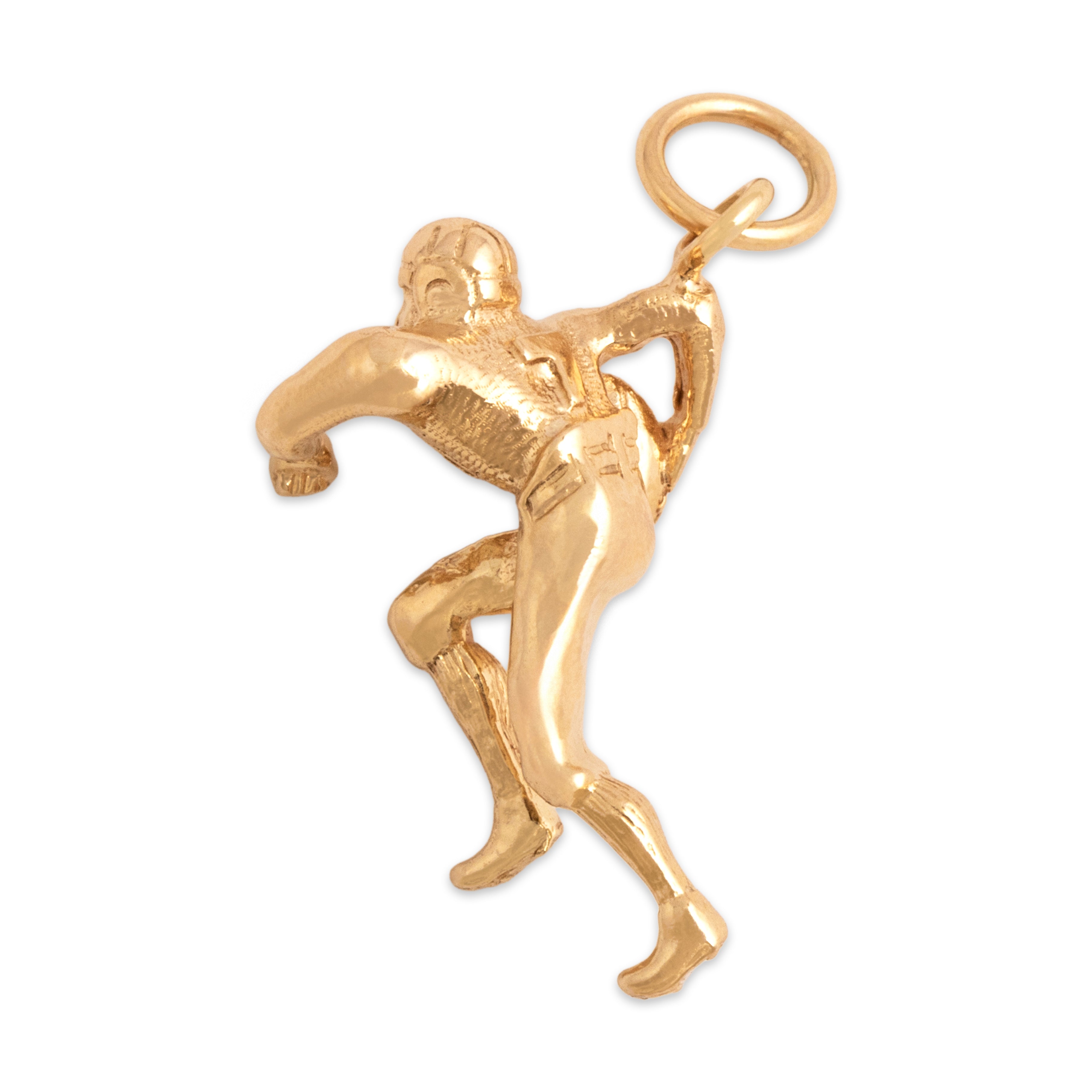 Vintage 14k Yellow Gold Sprinting Football Player Charm / Pendant - Back view
