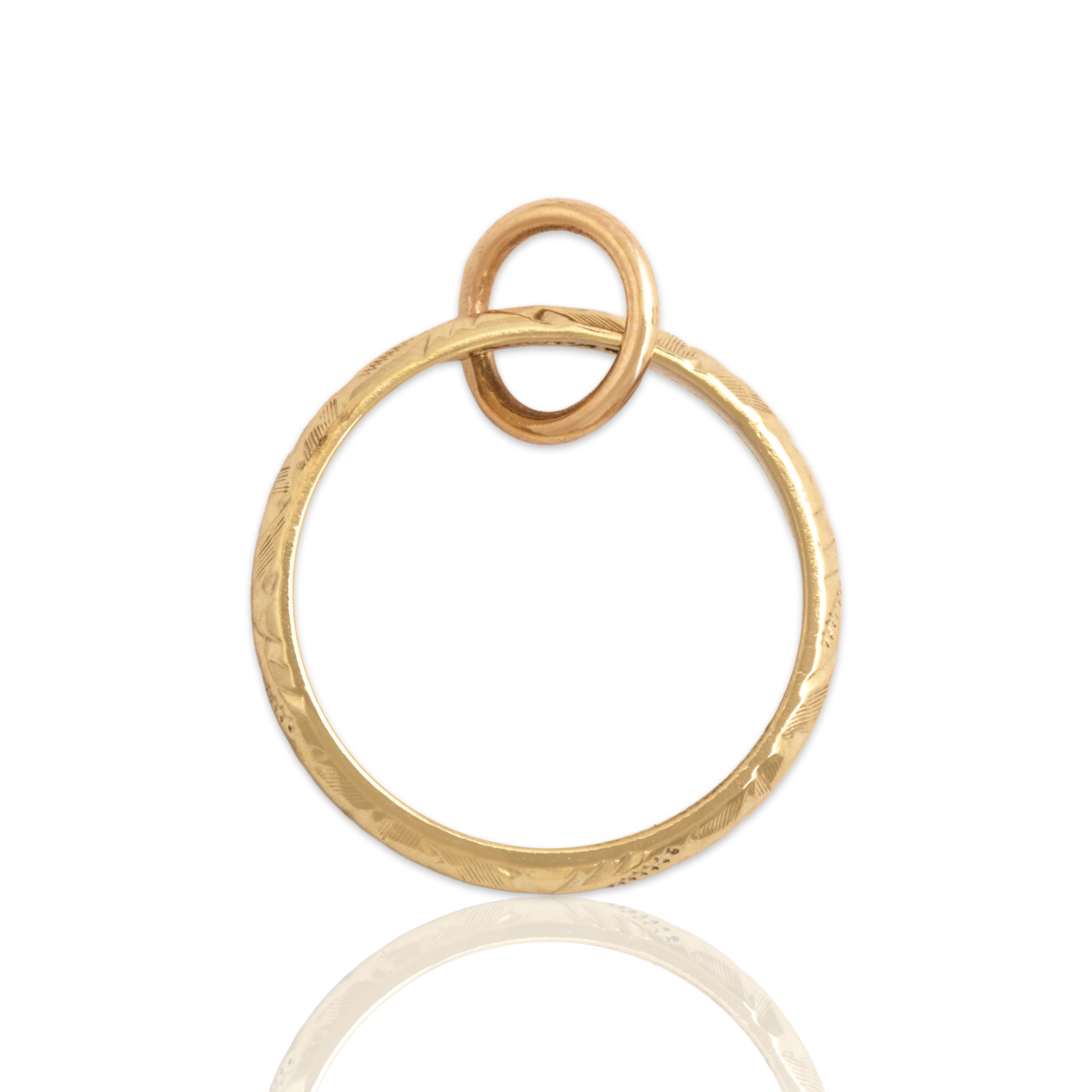 Antique 14k Yellow Gold Etched Baby Ring Charm / Pendant