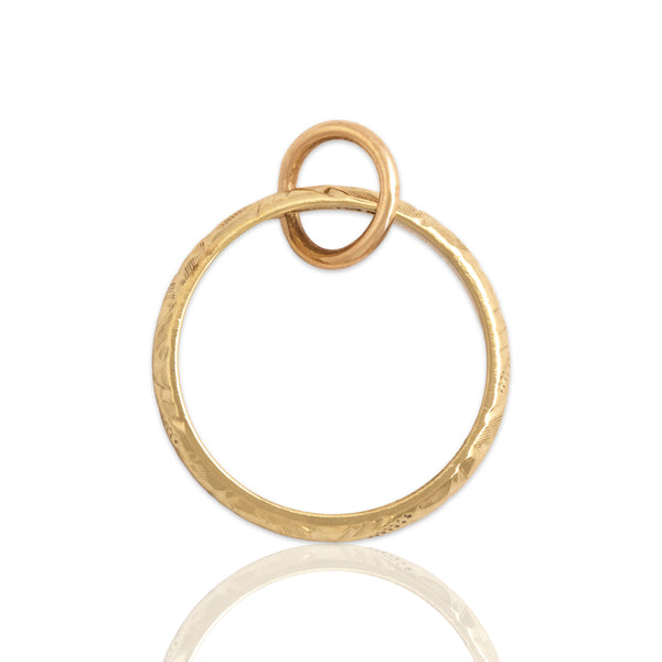 Antique 14k Yellow Gold Etched Baby Ring Charm / Pendant