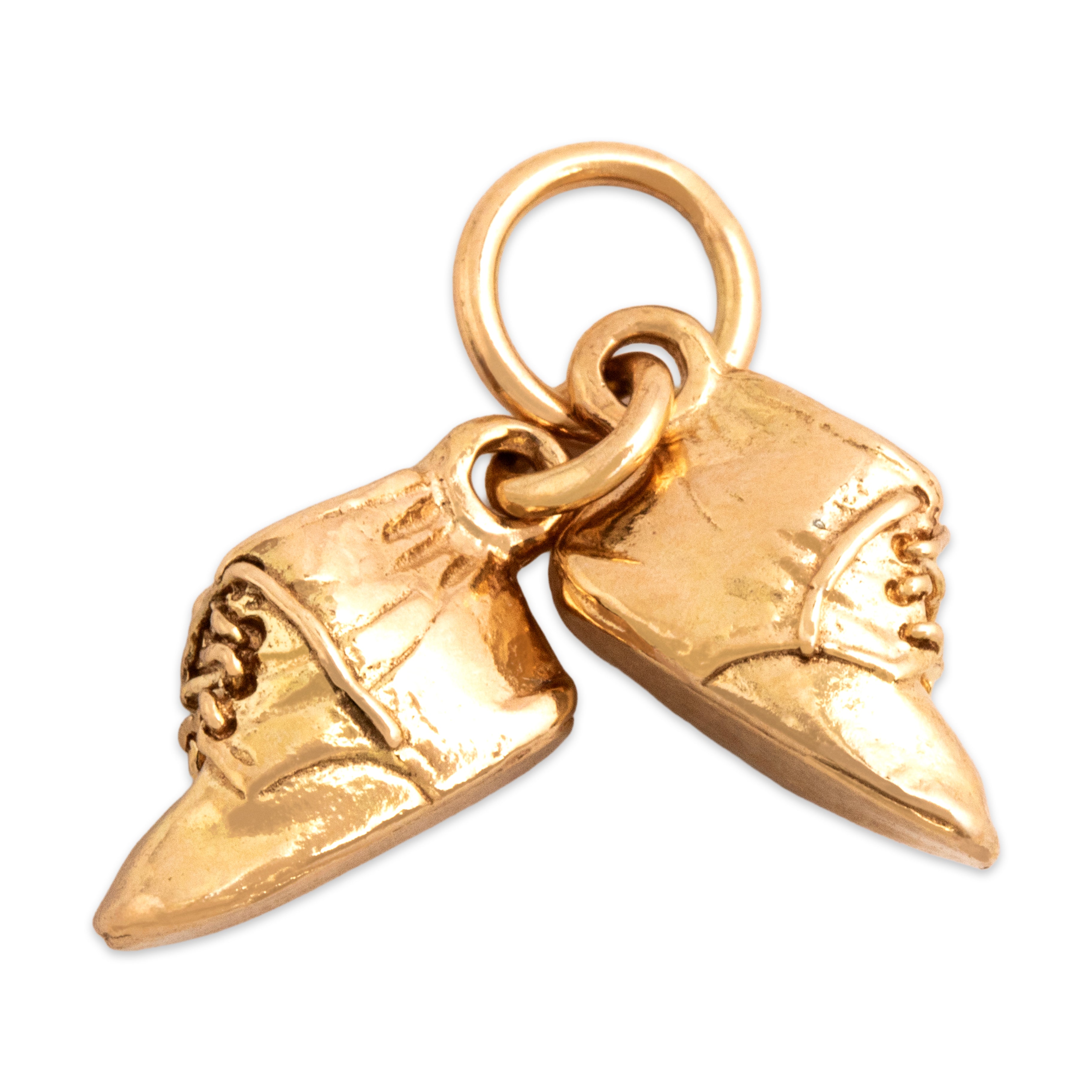 Vintage 14k Yellow Gold Adorable Lace-Up Baby Shoes Charm / Pendant - detail view #1