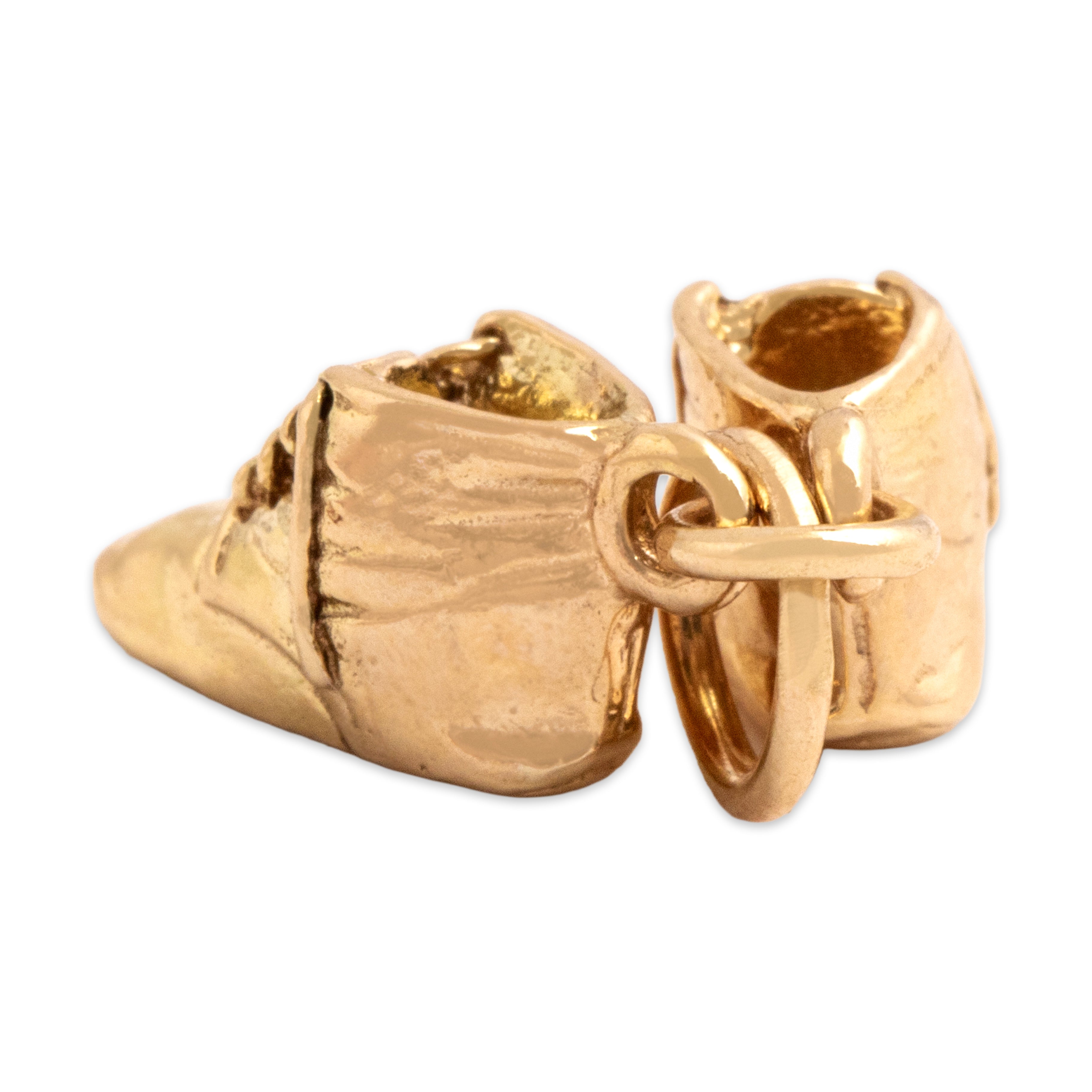 Vintage 14k Yellow Gold Adorable Lace-Up Baby Shoes Charm / Pendant - Back view