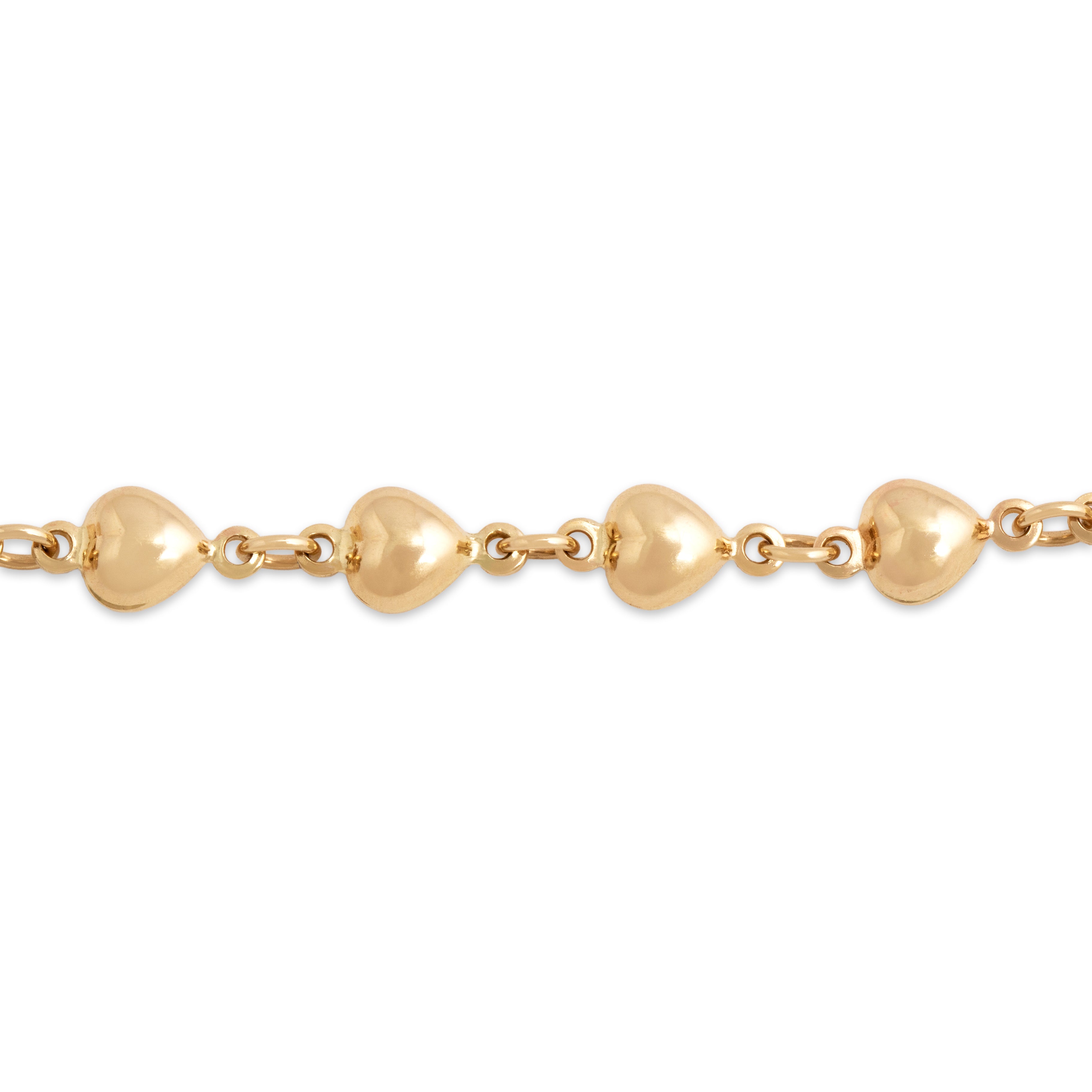 Vintage Italian 14k Yellow Gold Puffy Heart Link Bracelet - detail view #1