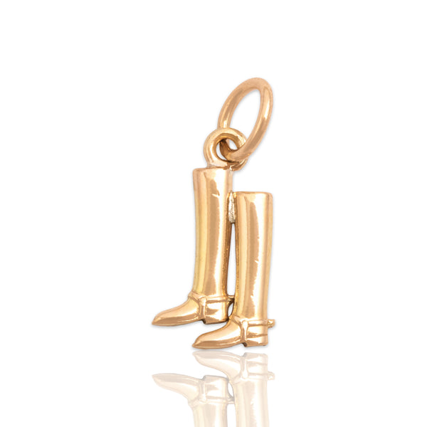Vintage Lightweight 14k Yellow Gold Riding Boots Charm / Pendant
