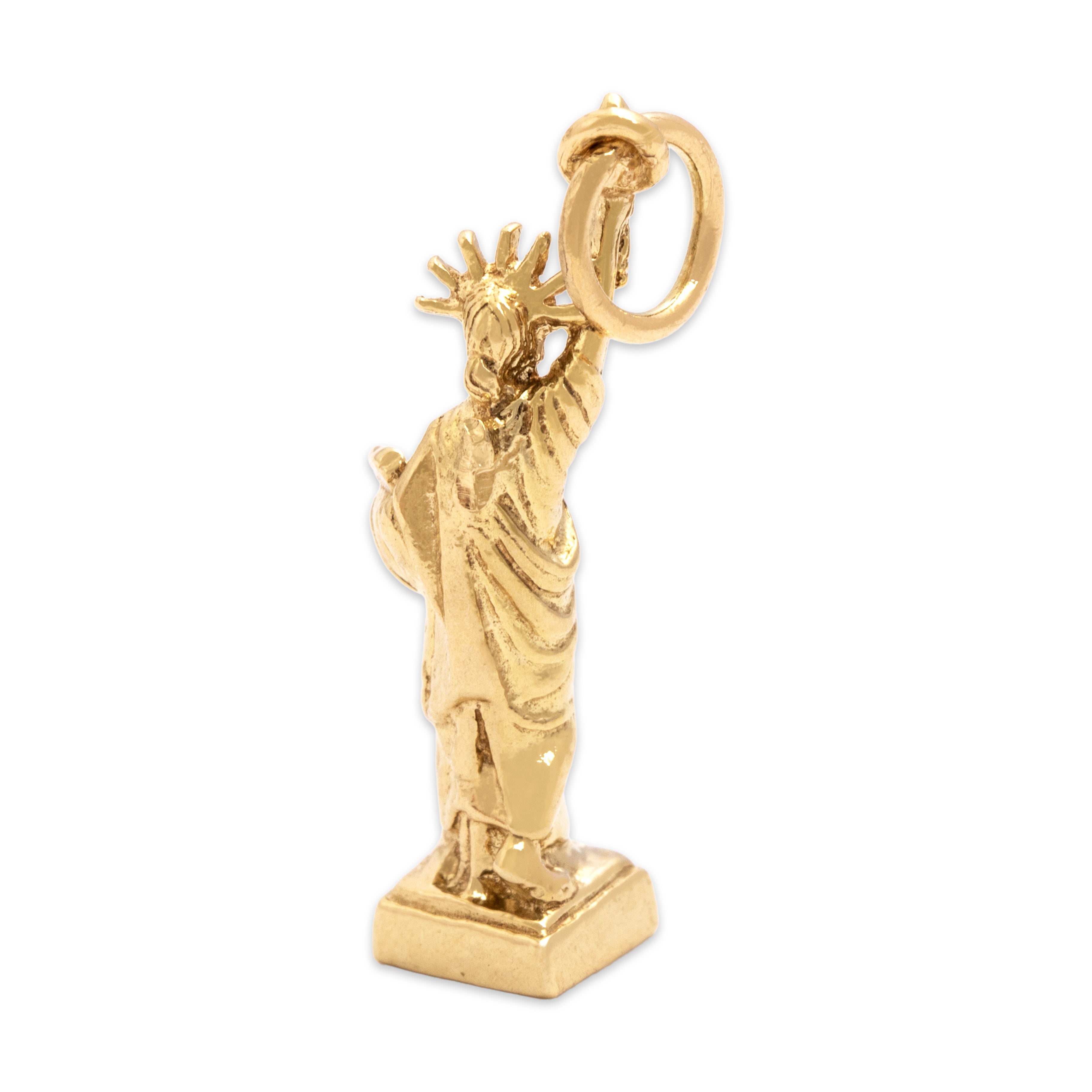 Vintage 14k Yellow Gold Dimensional Statue Of Liberty Charm / Pendant