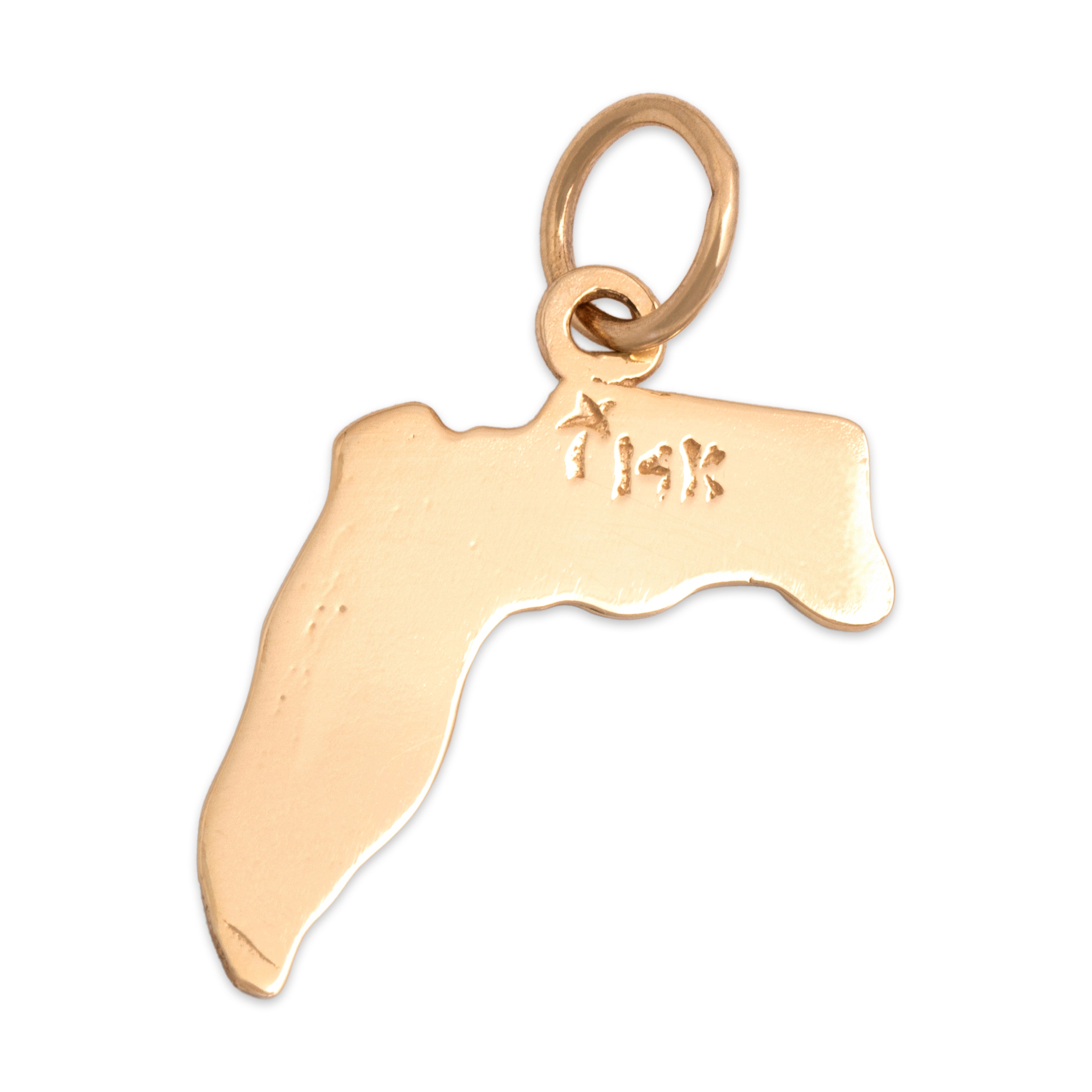 Vintage 14k Yellow Gold Map Of Florida Charm / Pendant - Back view