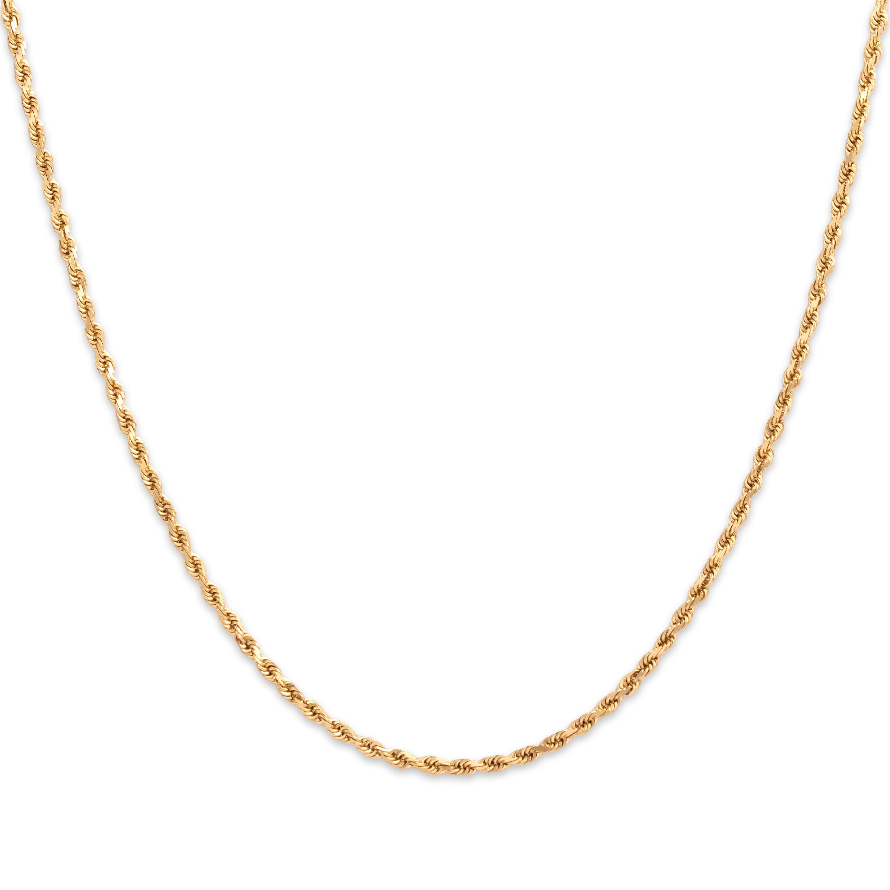 Vintage Italian 14k Yellow Gold 1.6mm Stackable Rope Chain - Close-up view
