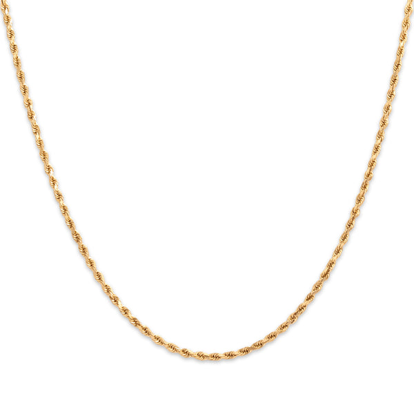 Vintage Italian 14k Yellow Gold 1.6mm Stackable Rope Chain 20