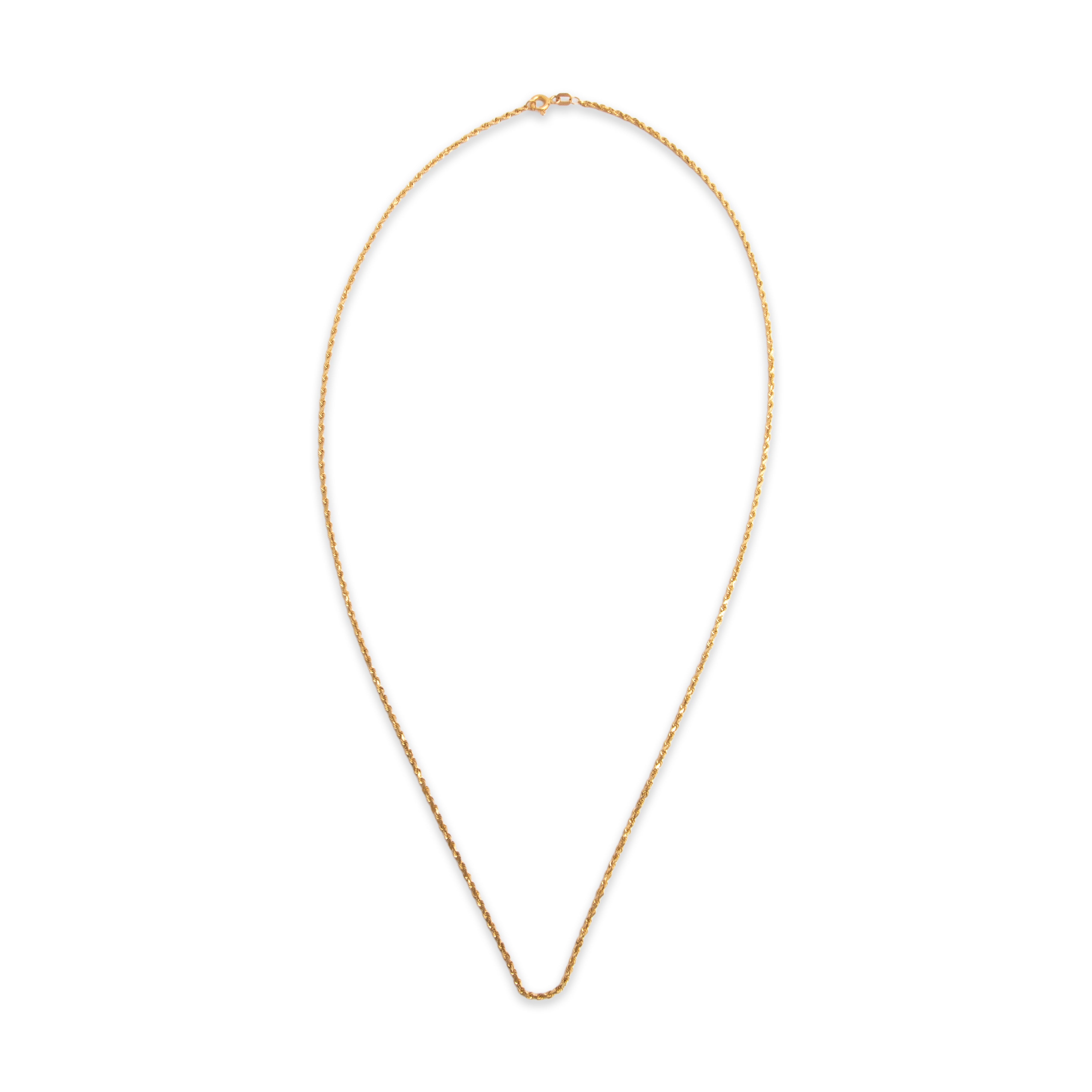 Vintage Italian 14k Yellow Gold 1.6mm Stackable Rope Chain - Overall view