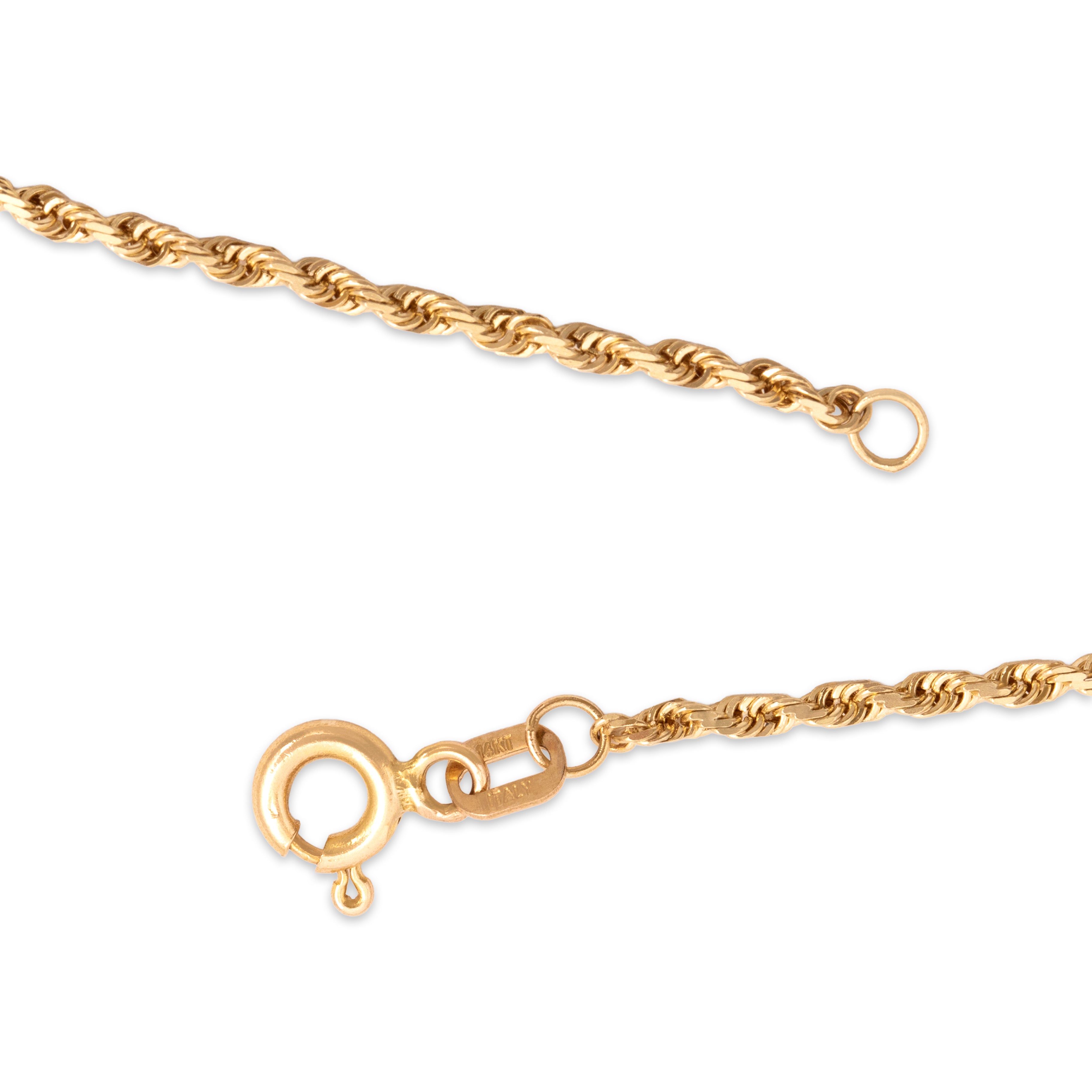 Vintage Italian 14k Yellow Gold 1.6mm Stackable Rope Chain - clasp view