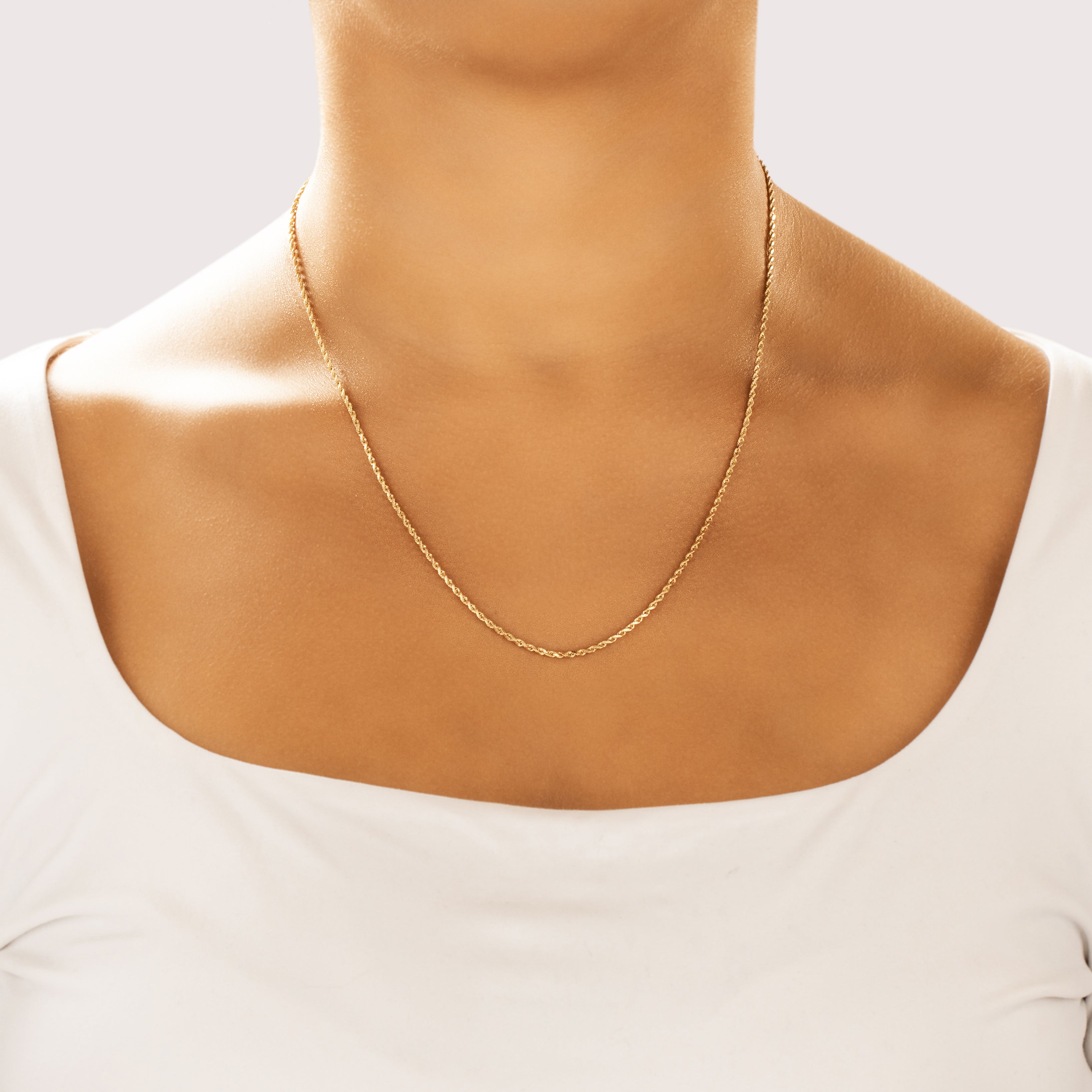 Vintage Italian 14k Yellow Gold 1.6mm Stackable Rope Chain 20
