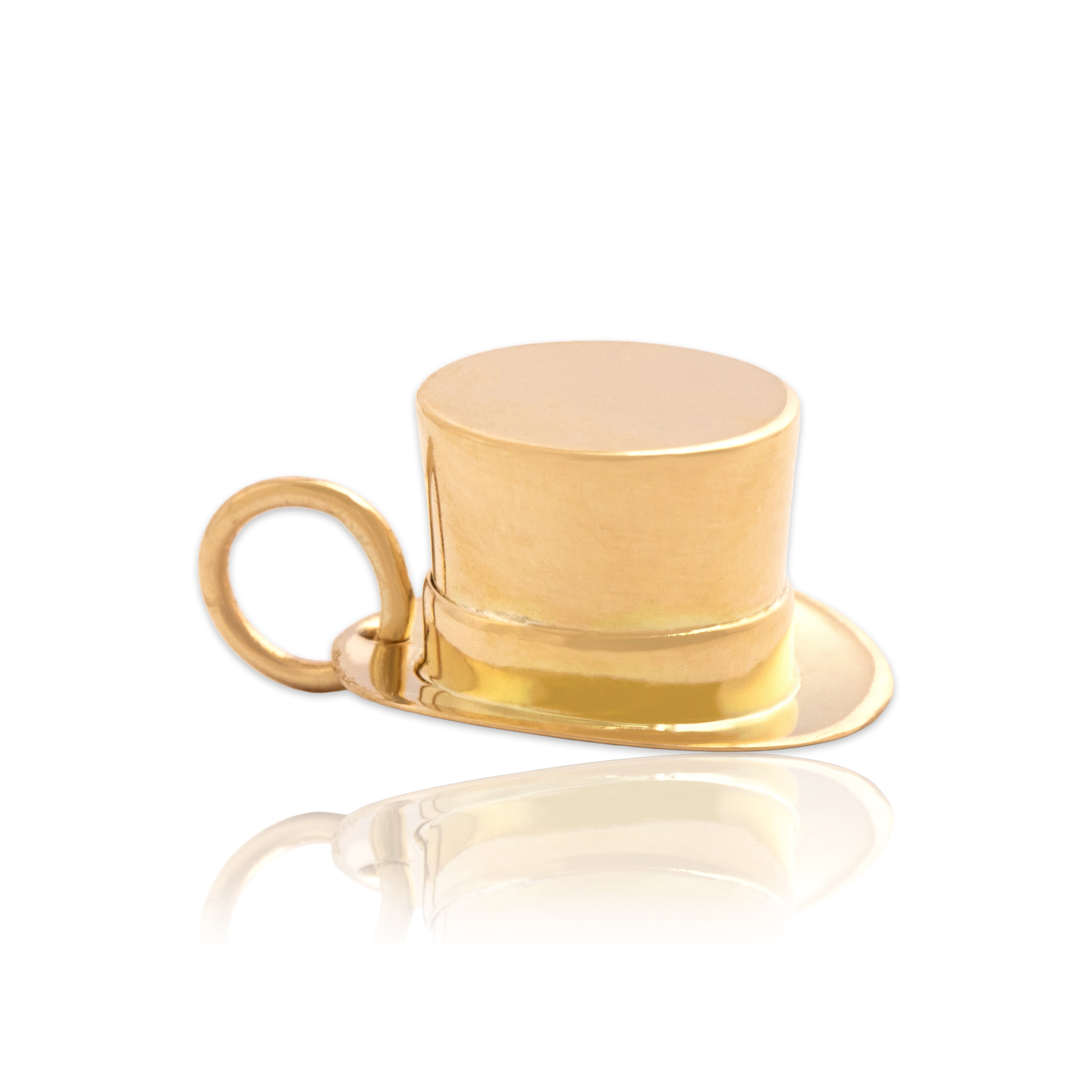 Vintage 14k Yellow Gold Gentleman's Top Hat Charm / Pendant - Close-up view