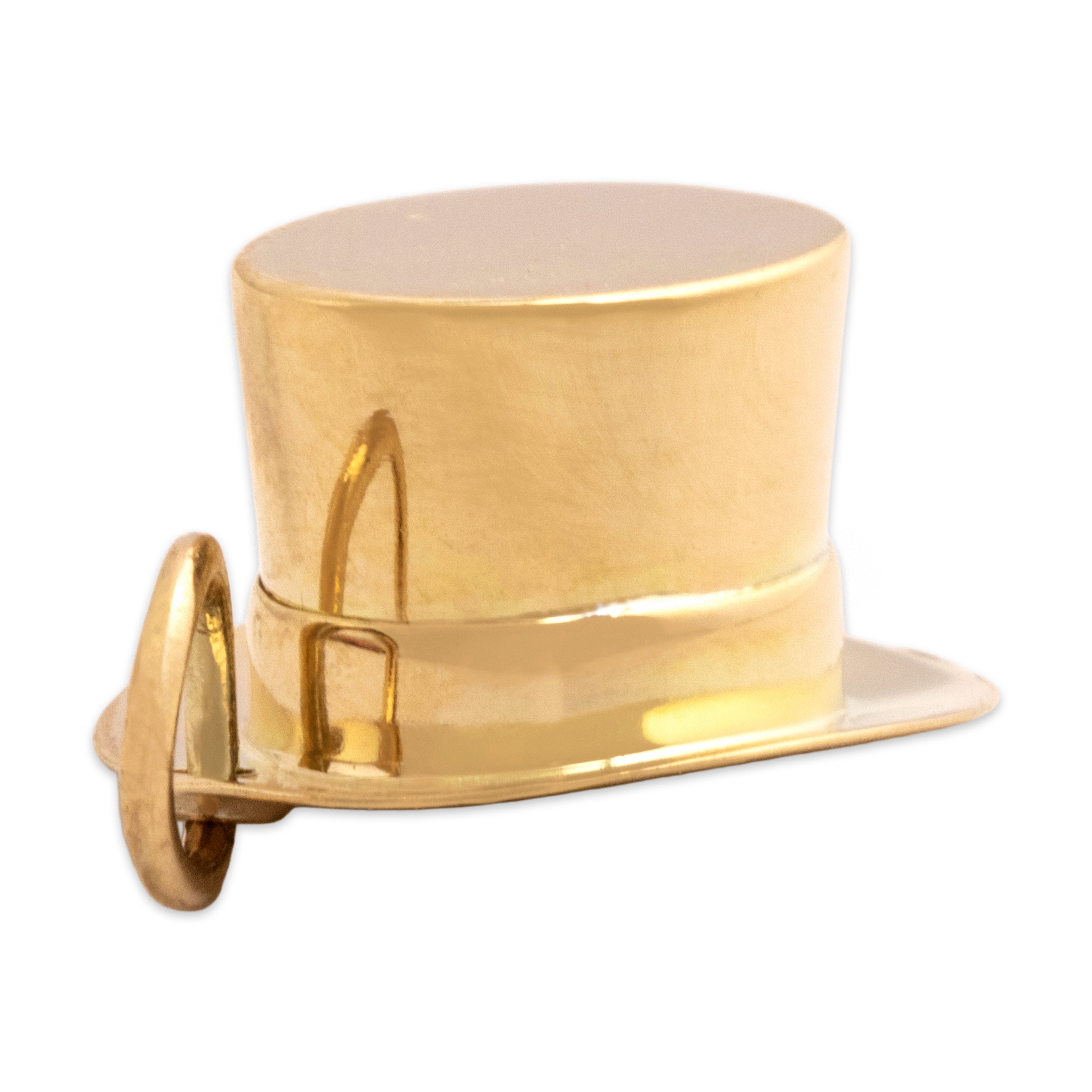 Vintage 14k Yellow Gold Gentleman's Top Hat Charm / Pendant - Overall view