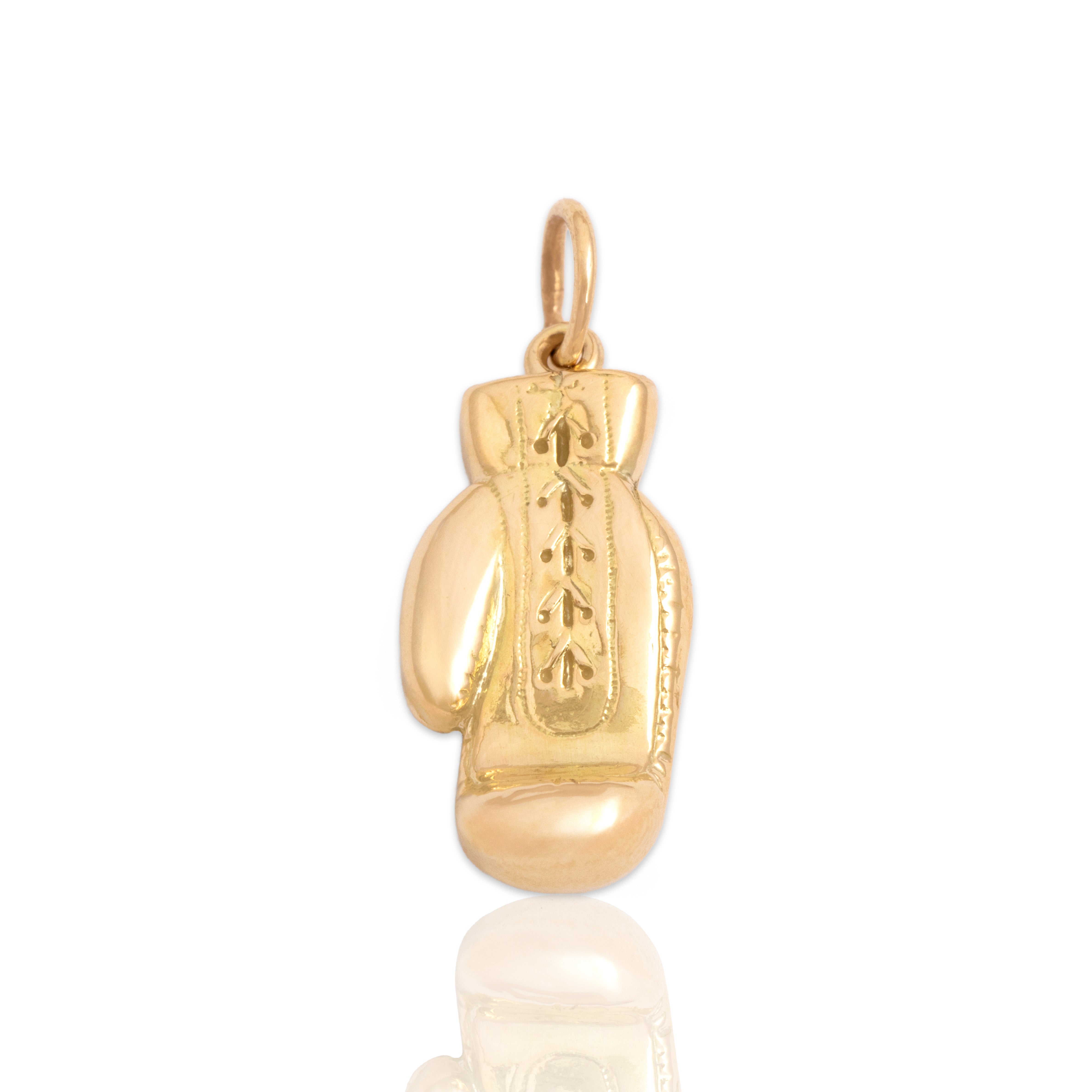 Vintage 14k Yellow Gold Fierce Boxing Glove Charm / Pendant - Close-up view