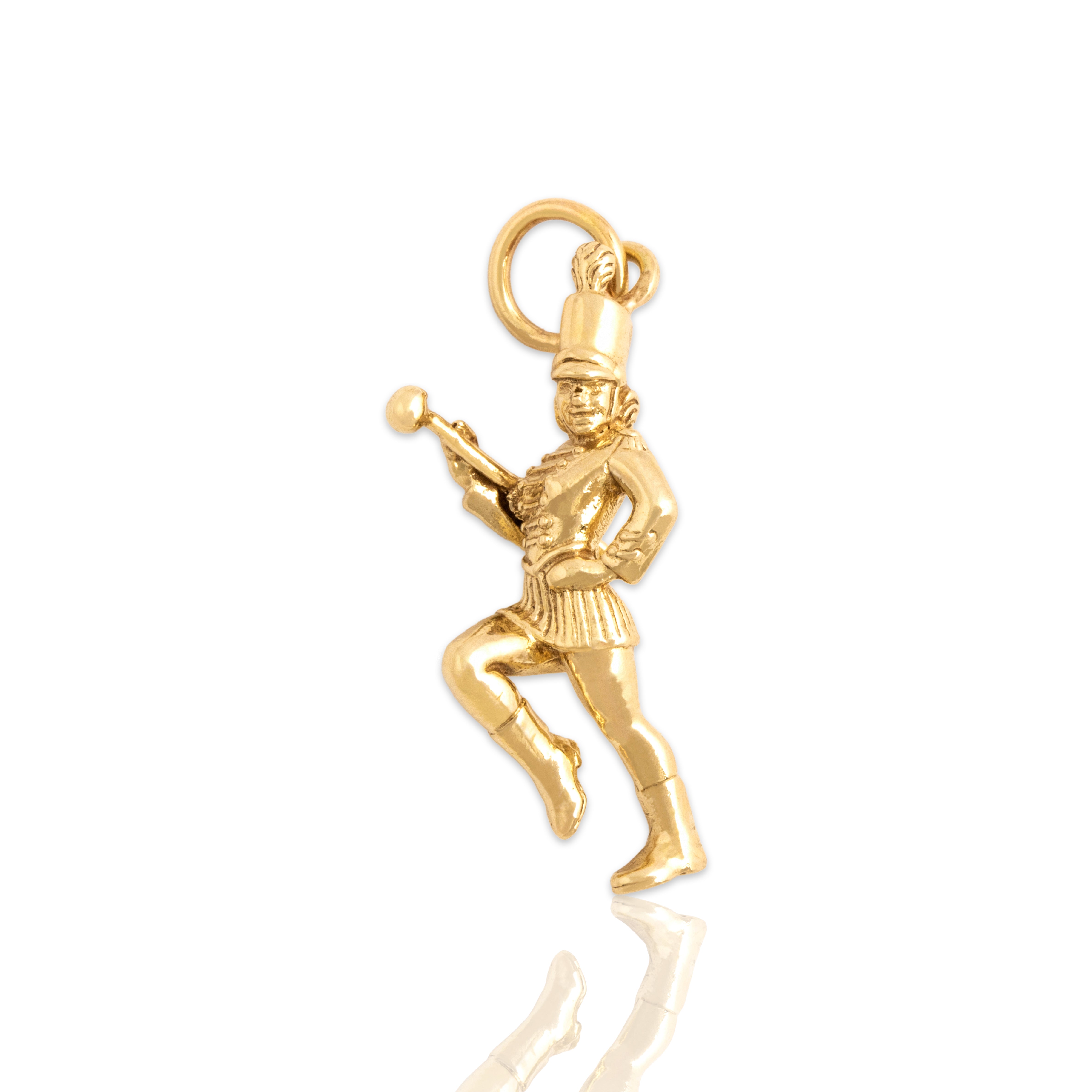 Vintage 14k Yellow Gold Marching Drum Majorette Charm / Pendant
