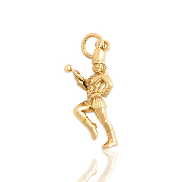 Vintage 14k Yellow Gold Marching Drum Majorette Charm / Pendant