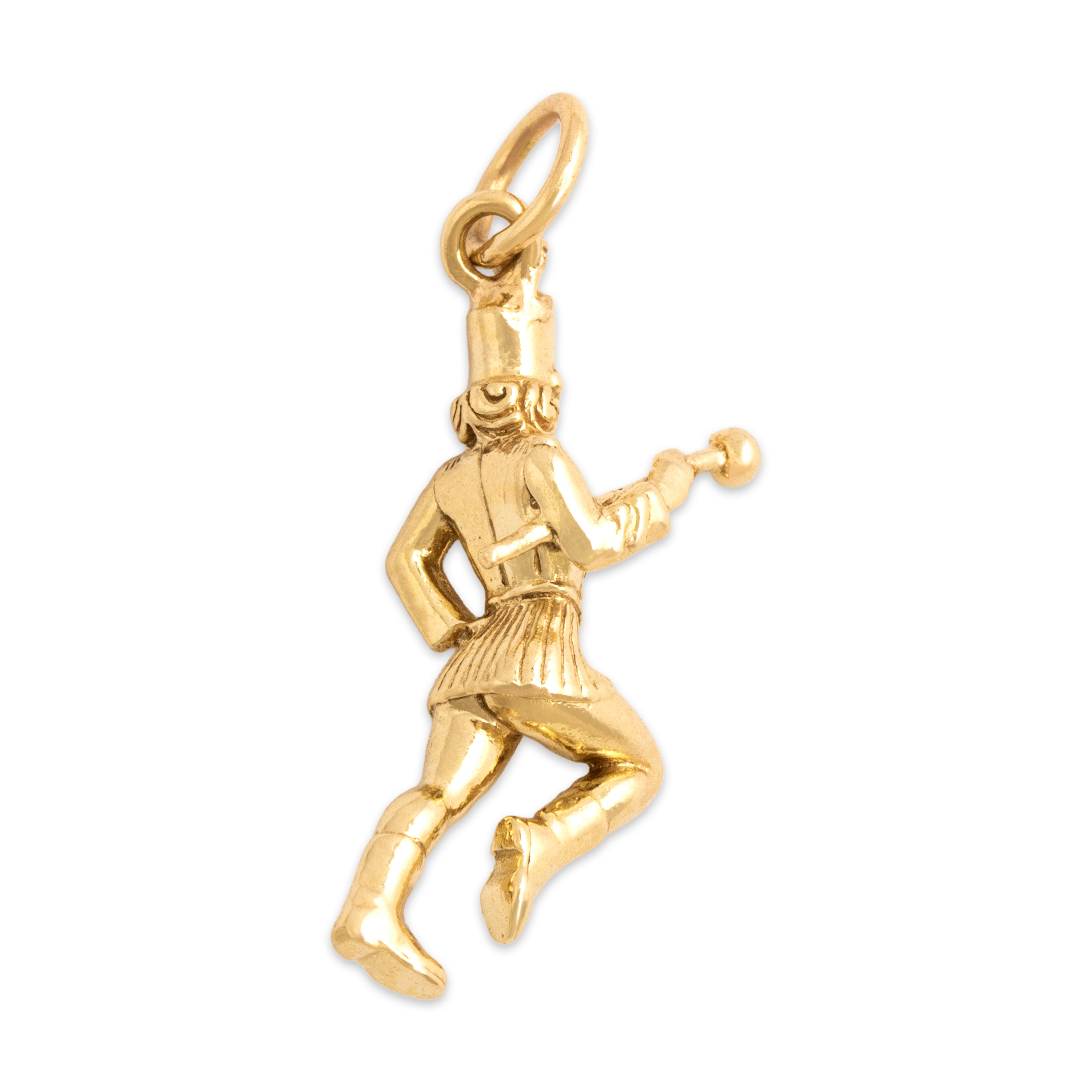 Vintage 14k Yellow Gold Marching Drum Majorette Charm / Pendant