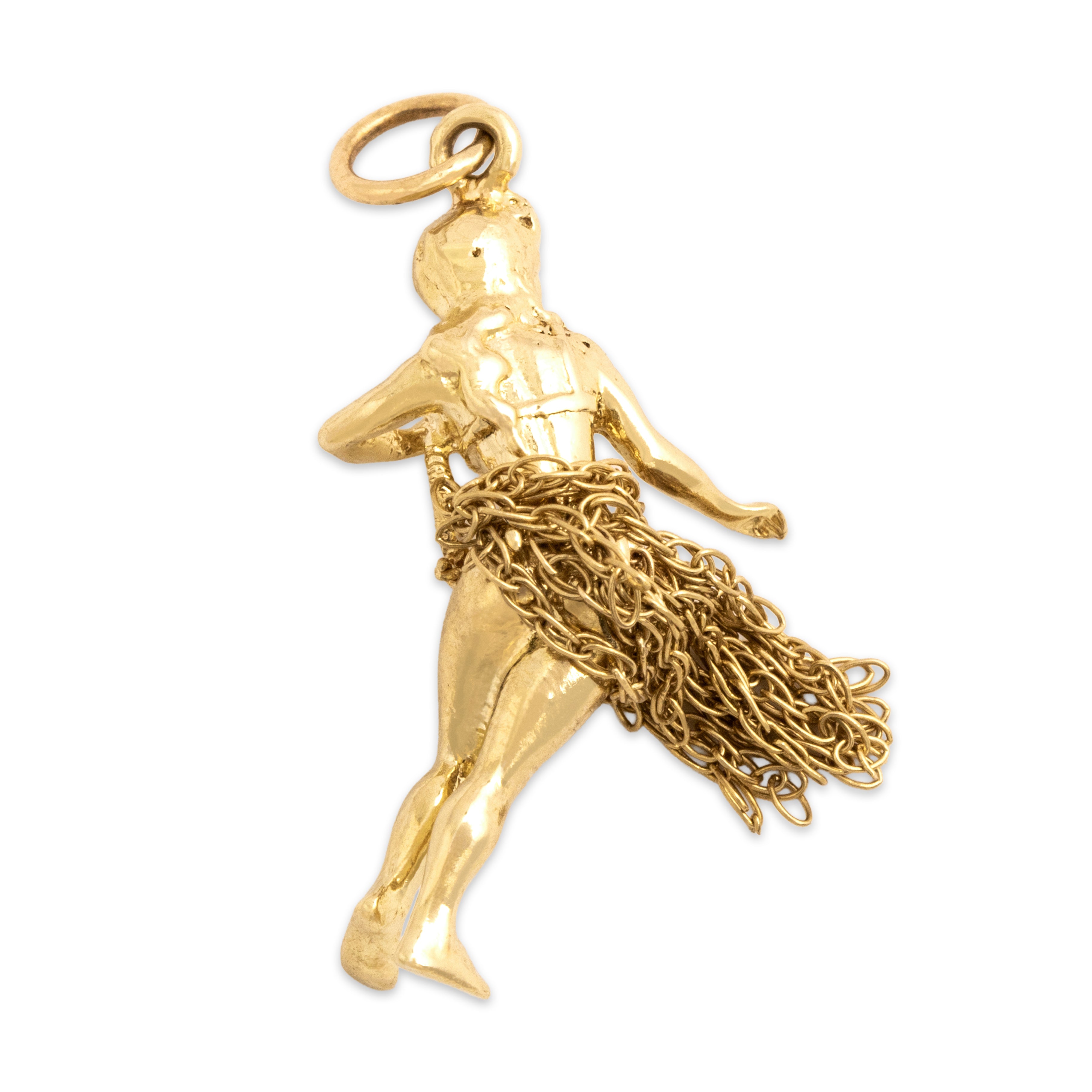 Vintage 14k Yellow Gold Dynamic Dancing Hula Girl Charm / Pendant