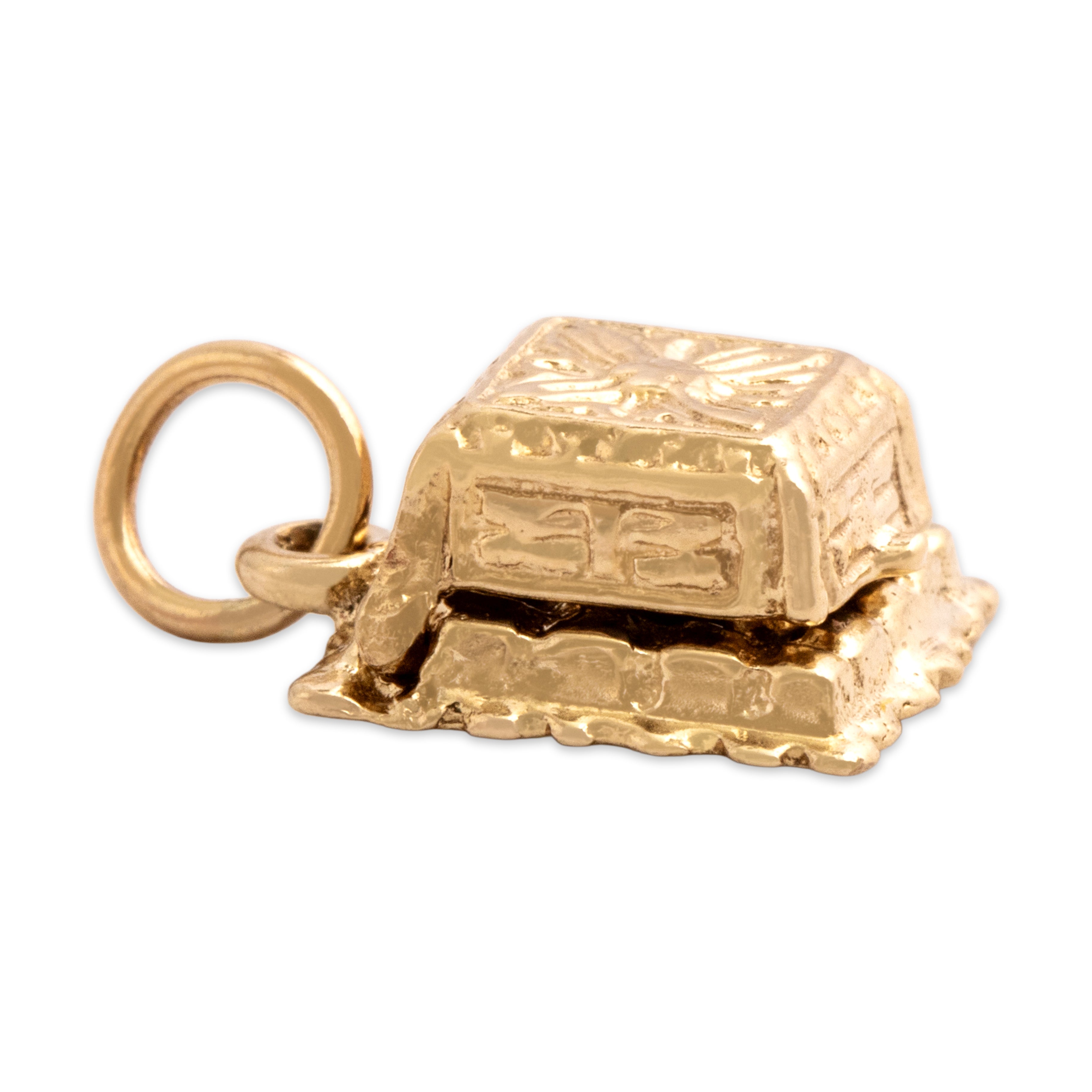 Vintage 14k Yellow Gold Diamond Romantic Engagement Ring Box Charm / Pendant - detail view #2