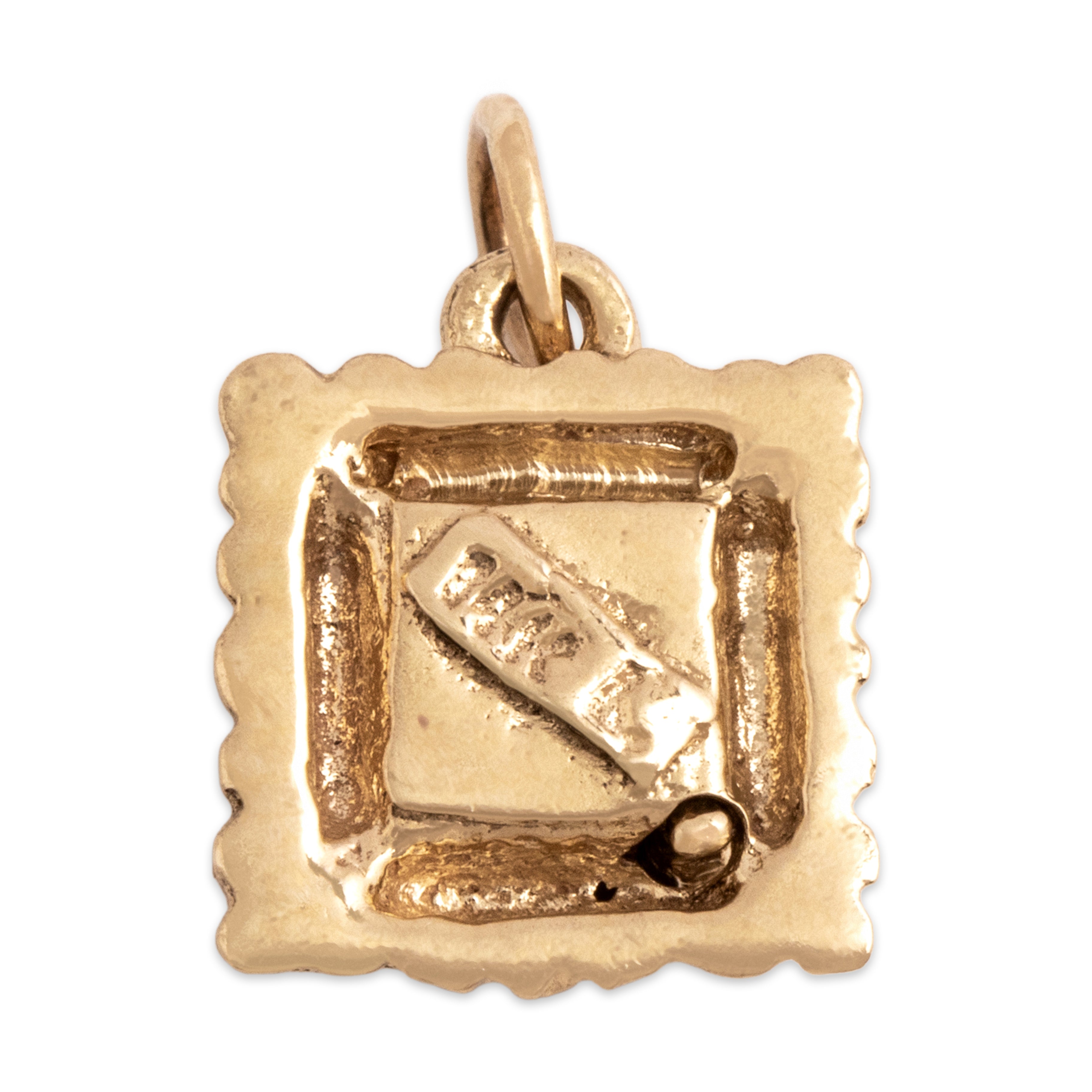 Vintage 14k Yellow Gold Diamond Romantic Engagement Ring Box Charm / Pendant - Hallmark view