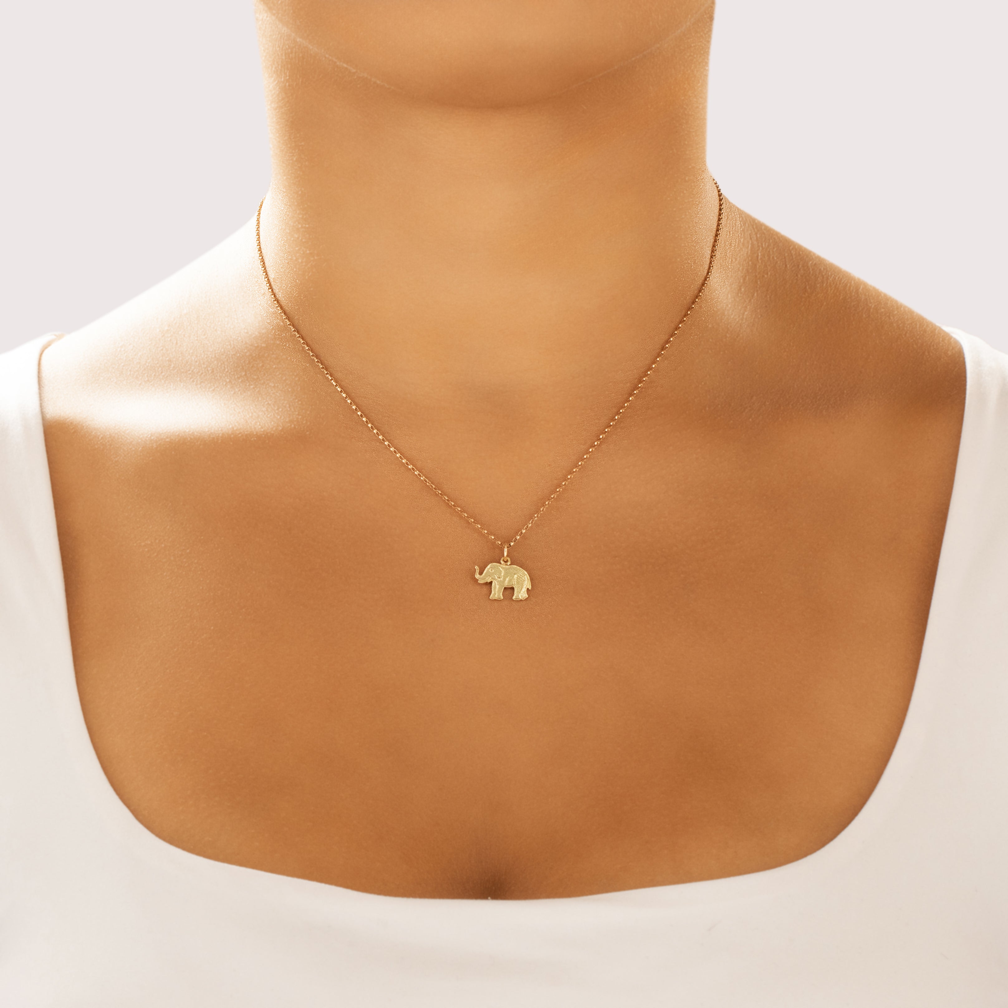 Vintage Lightweight 14k Yellow Gold Adorable Textured Elephant Charm / Pendant