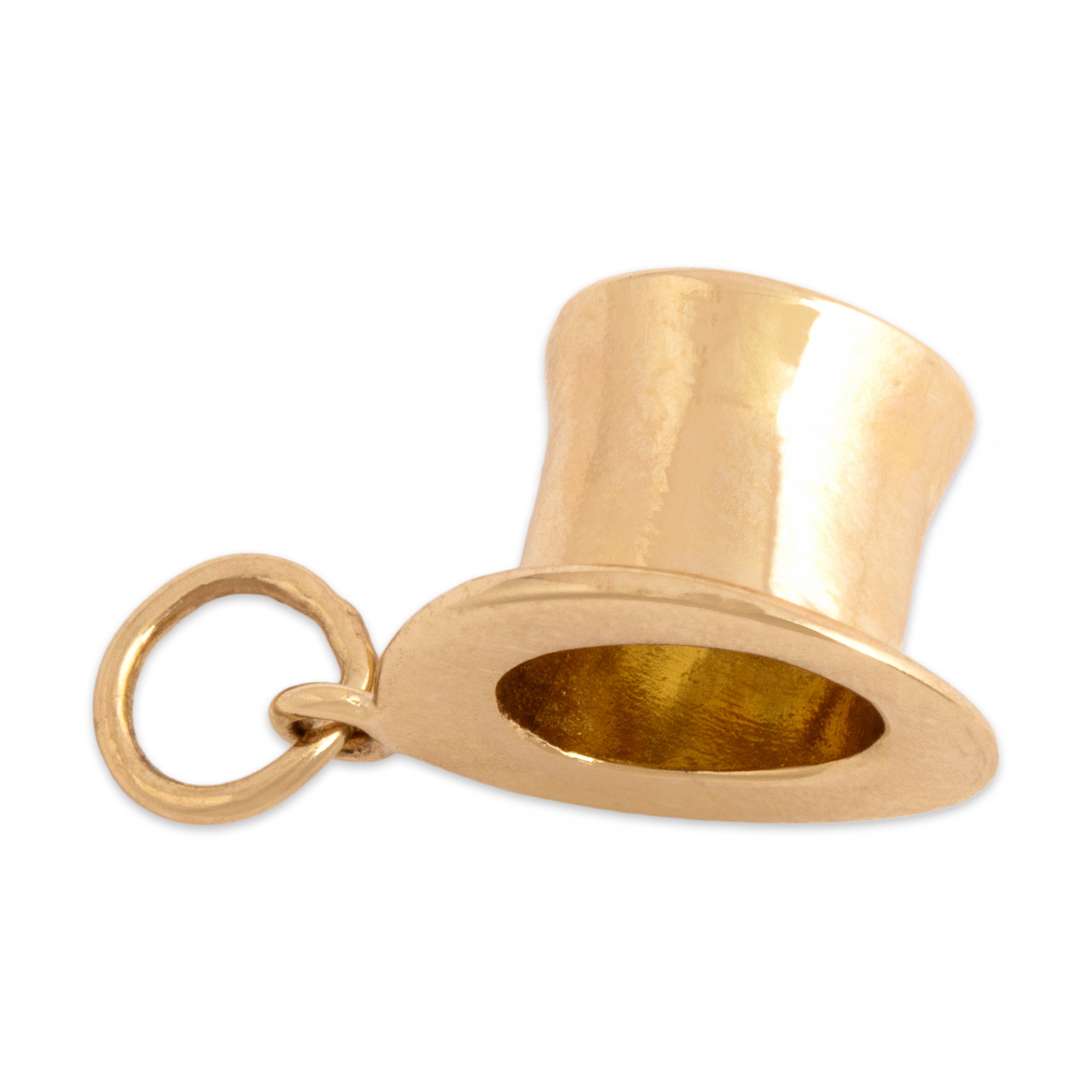 Vintage 14k Yellow Gold Gleaming Tall Tophat Charm / Pendant - detail view #1
