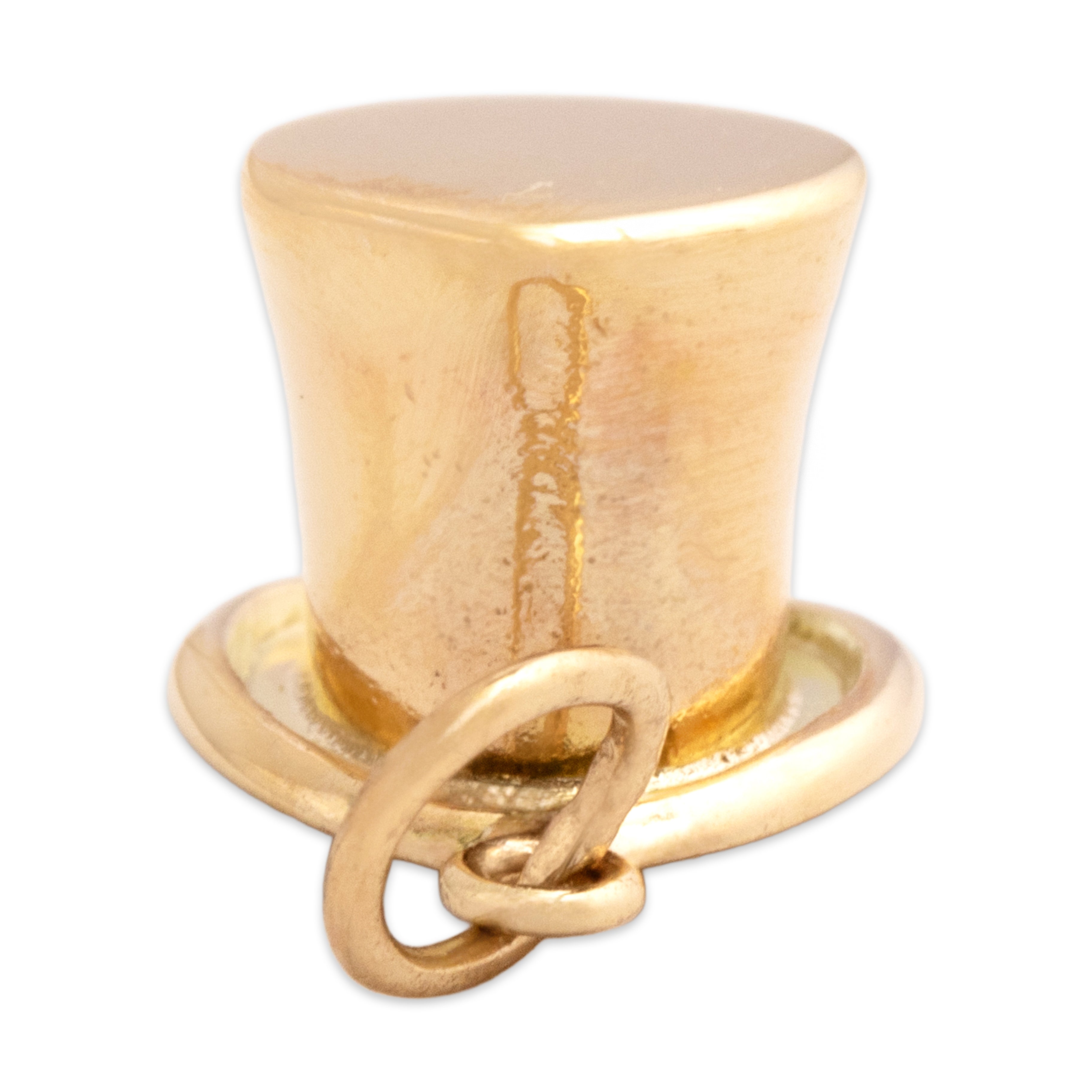 Vintage 14k Yellow Gold Gleaming Tall Tophat Charm / Pendant - detail view #3