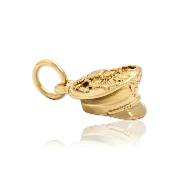 Vintage Small 14k Yellow Gold Eagle Detail Police Hat Charm / Pendant
